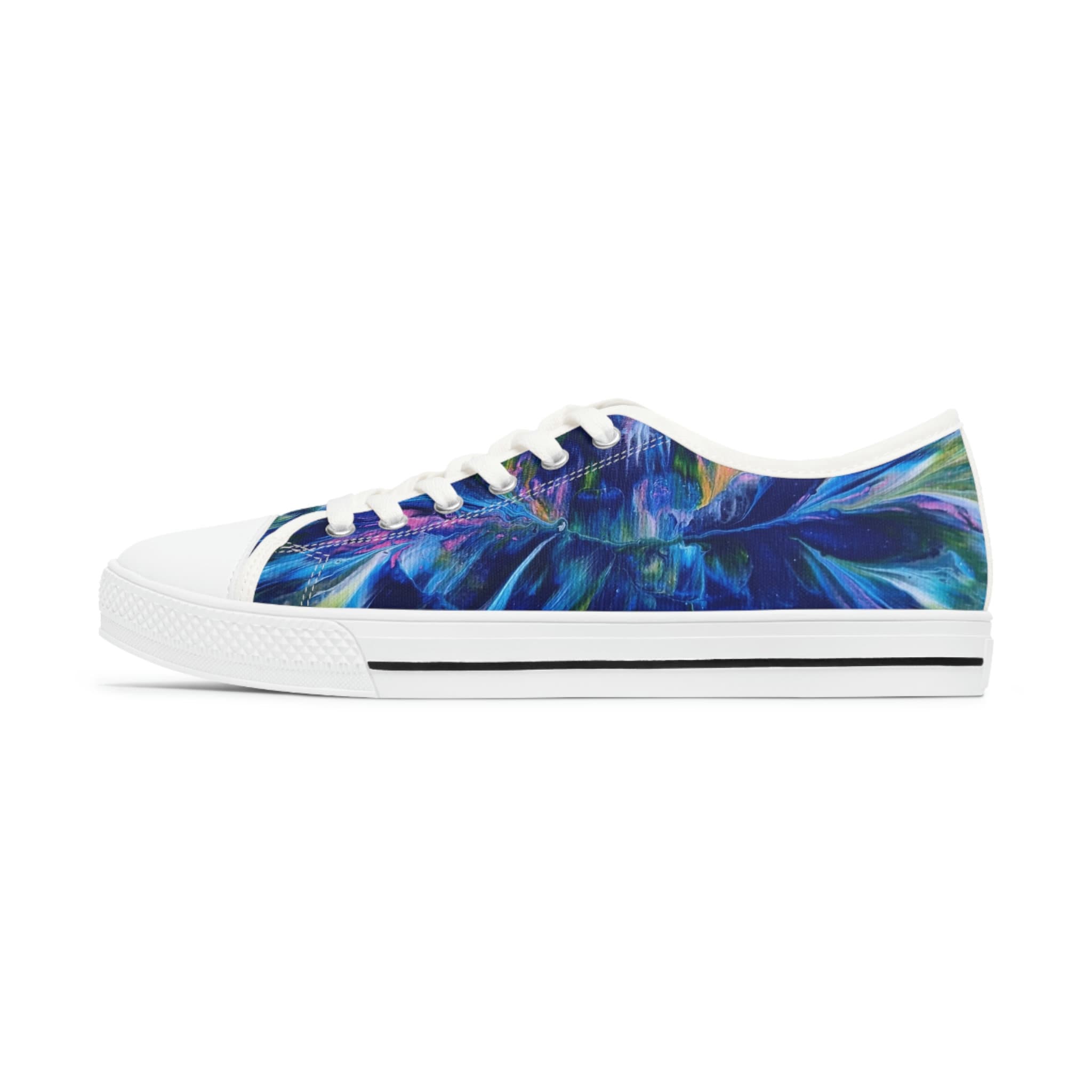Tide Bloom Low Top Sneakers – Unisex Sea Swirl Canvas Shoes with Memory Foam