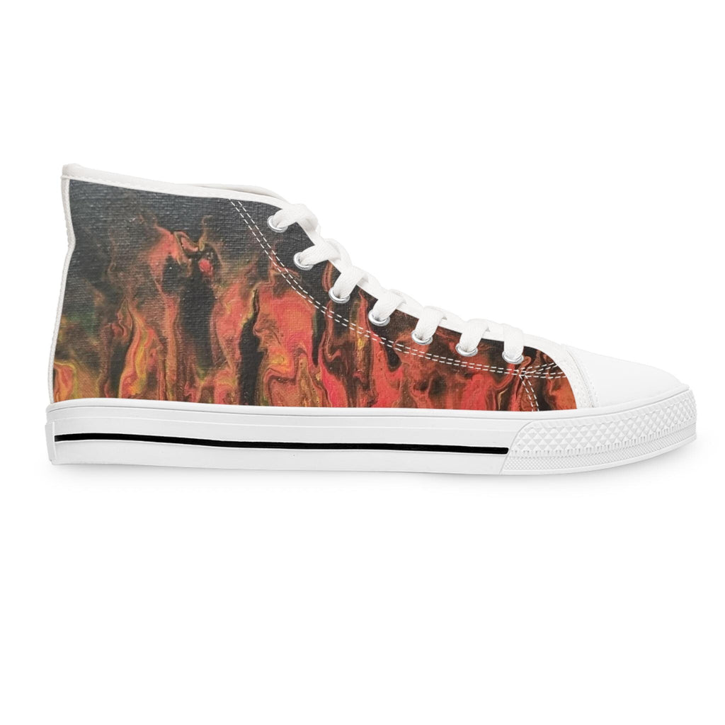 Street Style Flame Unisex Sneakers – High-Top Canvas Shoes – Hot Print for Bold Souls