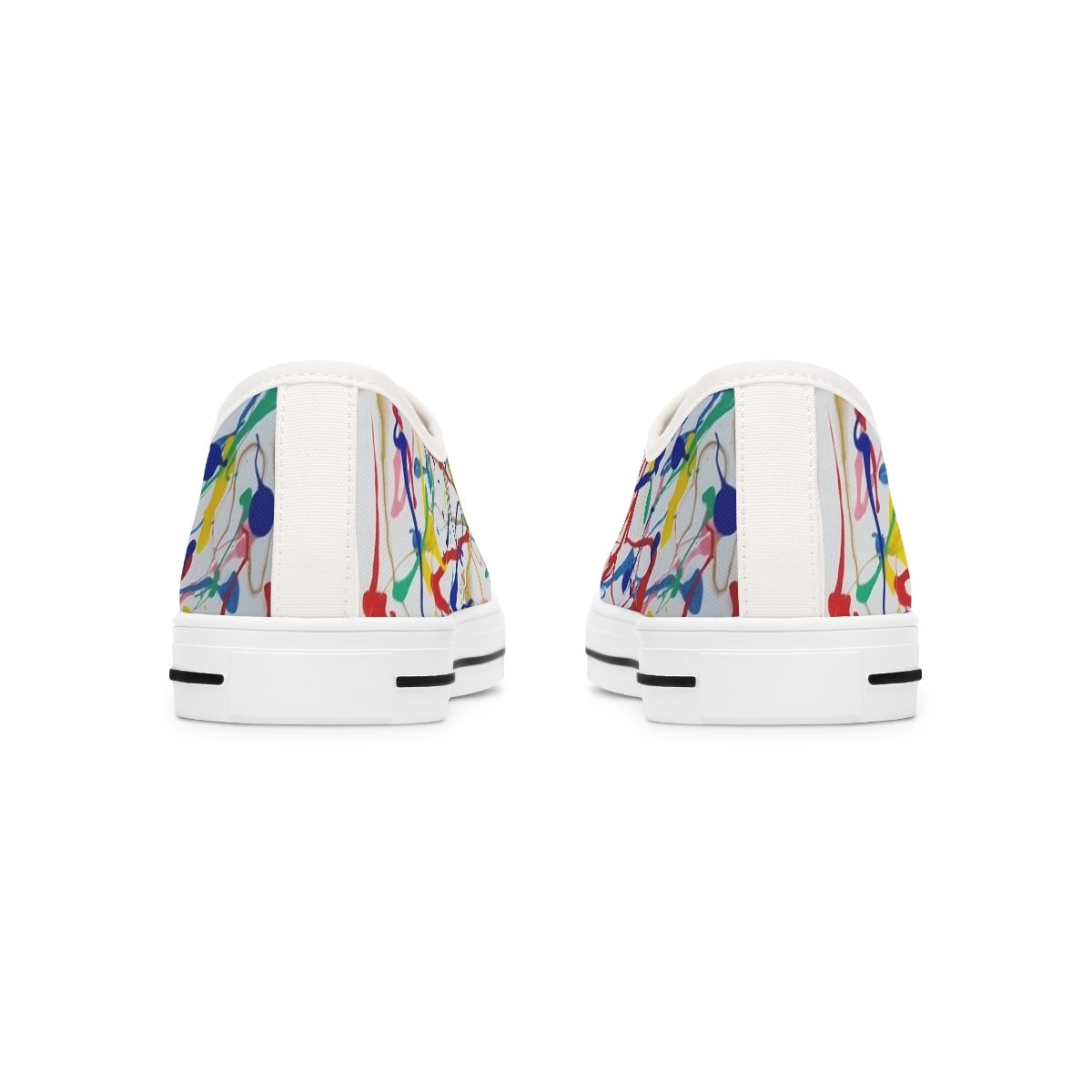 Rainbow Riot Low-Top Sneakers – Multicolor Paint Splash Design on Eco Canvas with White Sole