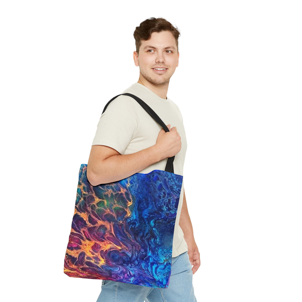 Flames Meet Water Tote Bag: Artistic Canvas Shopper