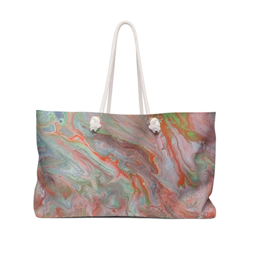 Abstract Marble Swirl Weekender Bag | Fluid Art Beach Travel Tote