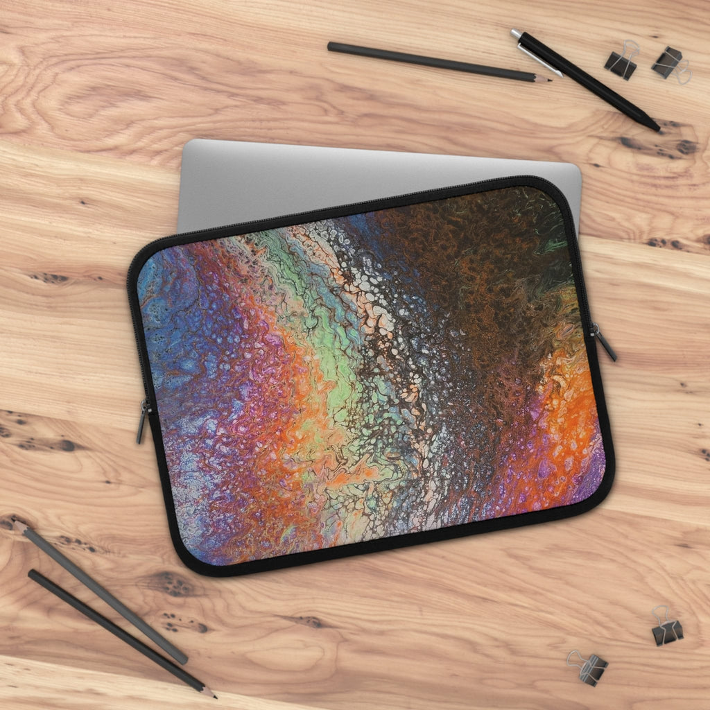 Laptop Sleeve: Burnt Orange, Blue, Purple Marbled Canvas