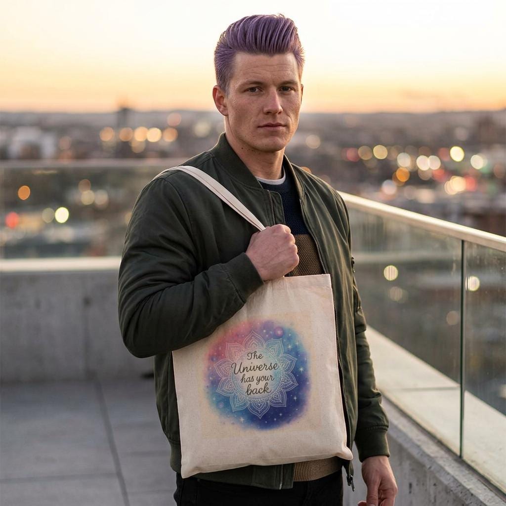 The Universe Has Your Back Tote Bag | Mandala Watercolor Galaxy Canvas