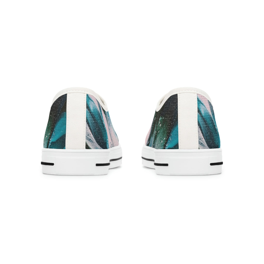 Green & Pink Canvas Sneakers: Petal Drift Low Tops with Memory Foam