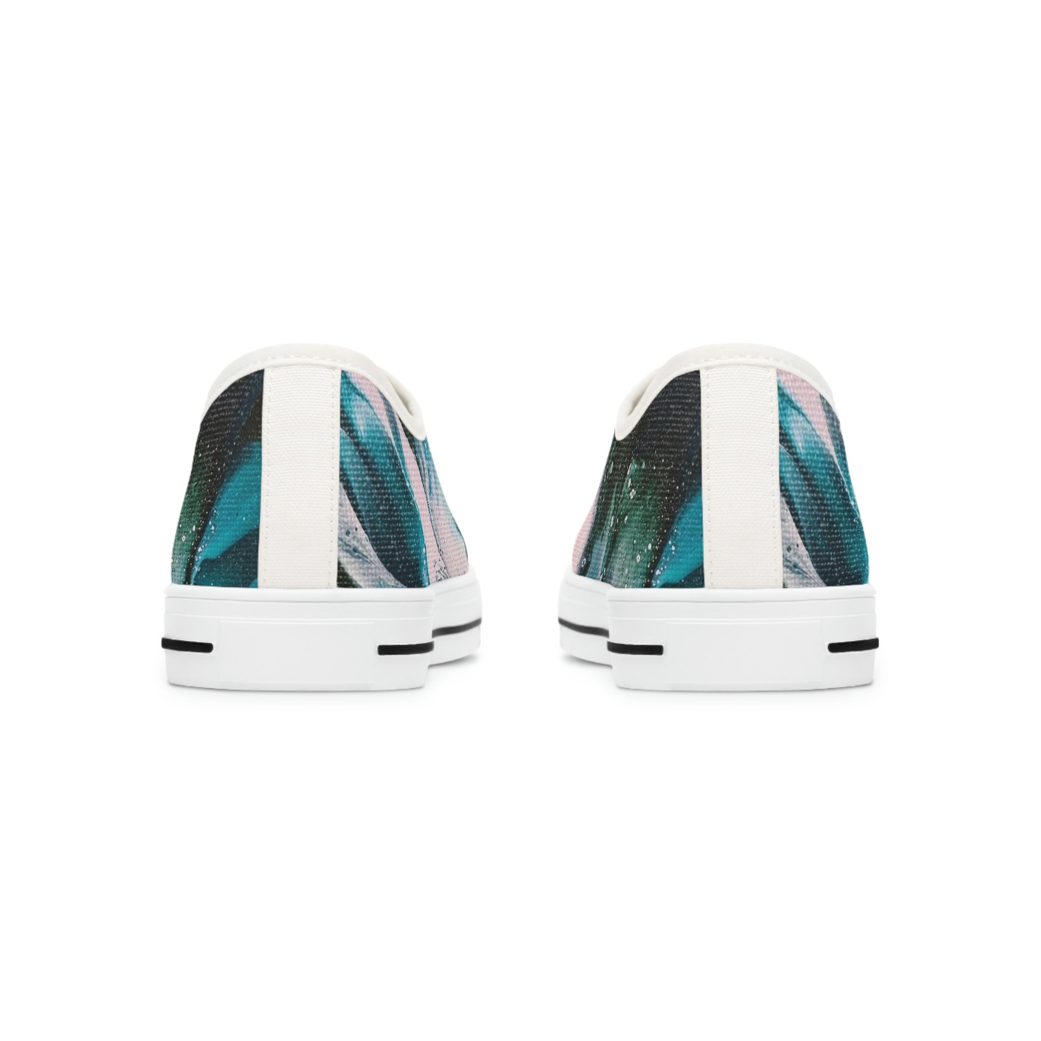 Green & Pink Canvas Sneakers: Petal Drift Low Tops with Memory Foam