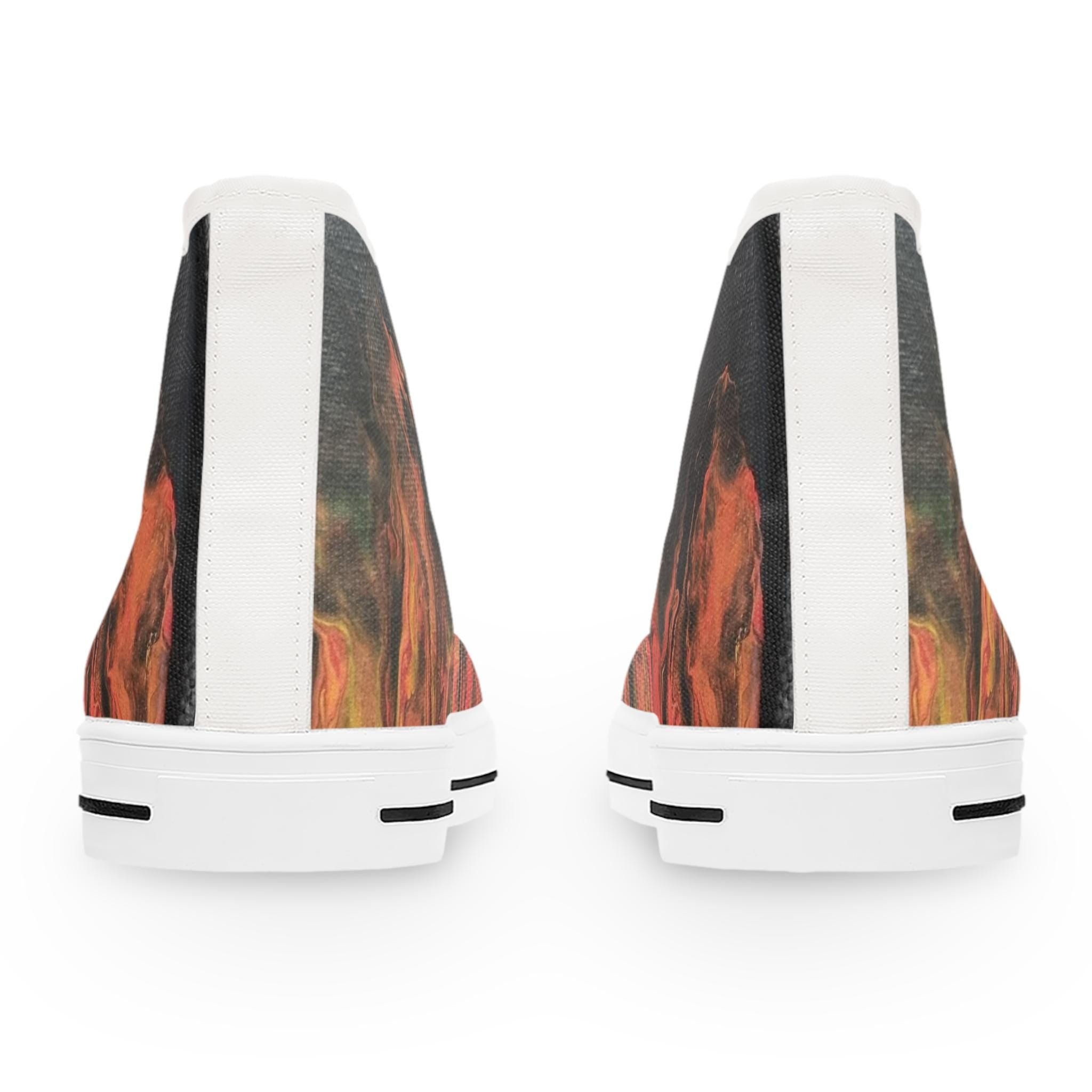 Street Style Flame Unisex Sneakers – High-Top Canvas Shoes – Hot Print for Bold Souls