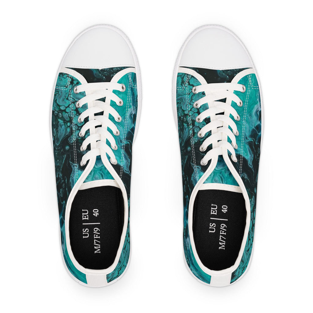 Emerald Ink Low Top Sneakers – Unisex Artistic Green Canvas Shoes with Memory Foam