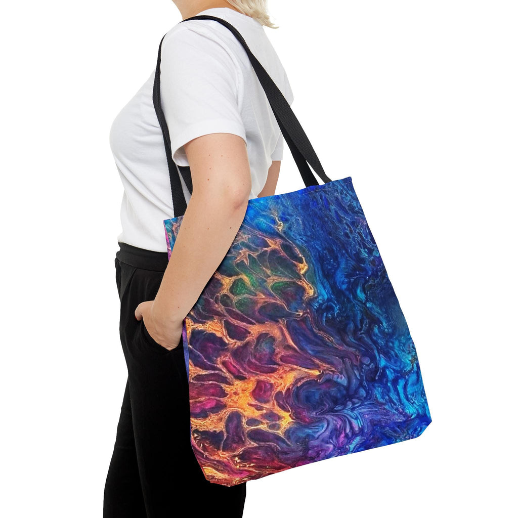 Flames Meet Water Tote Bag: Artistic Canvas Shopper