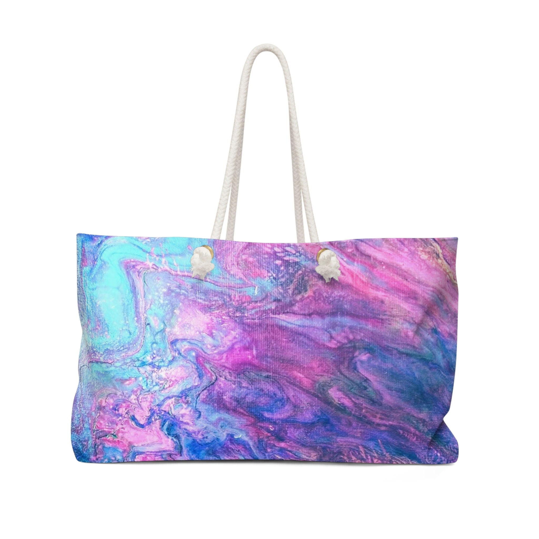 Flame & Water Fusion Weekender Bag: Oversized Abstract Art Canvas