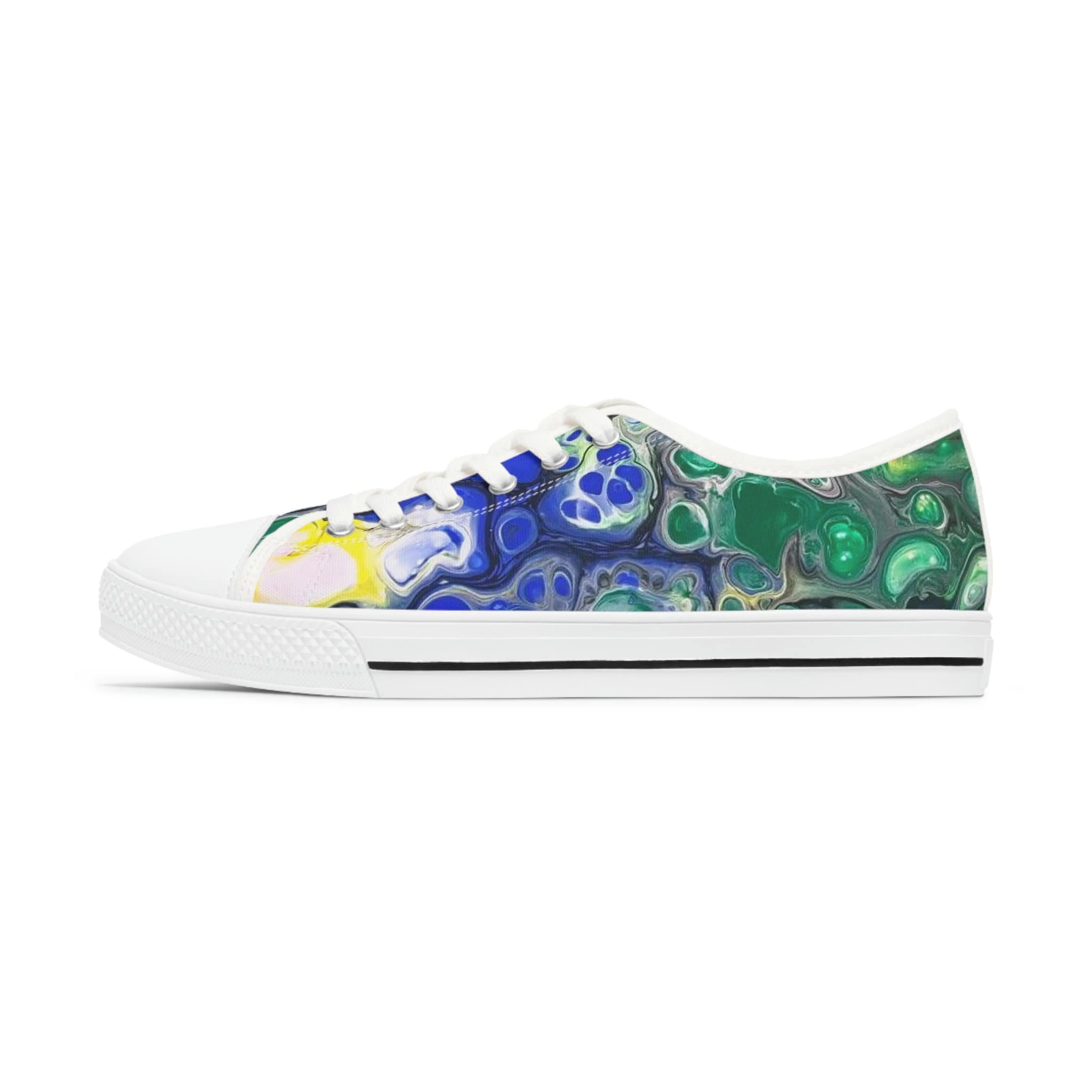 Waveform Low-Top Sneakers – Abstract Ripple Design on Eco Canvas with White Sole