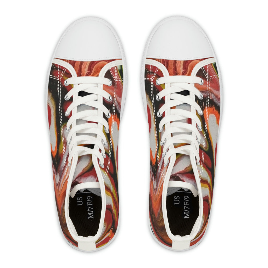 Firestorm High-Top Sneakers Red/ Black Unisex Abstract Swirl Artistic Statement Shoes