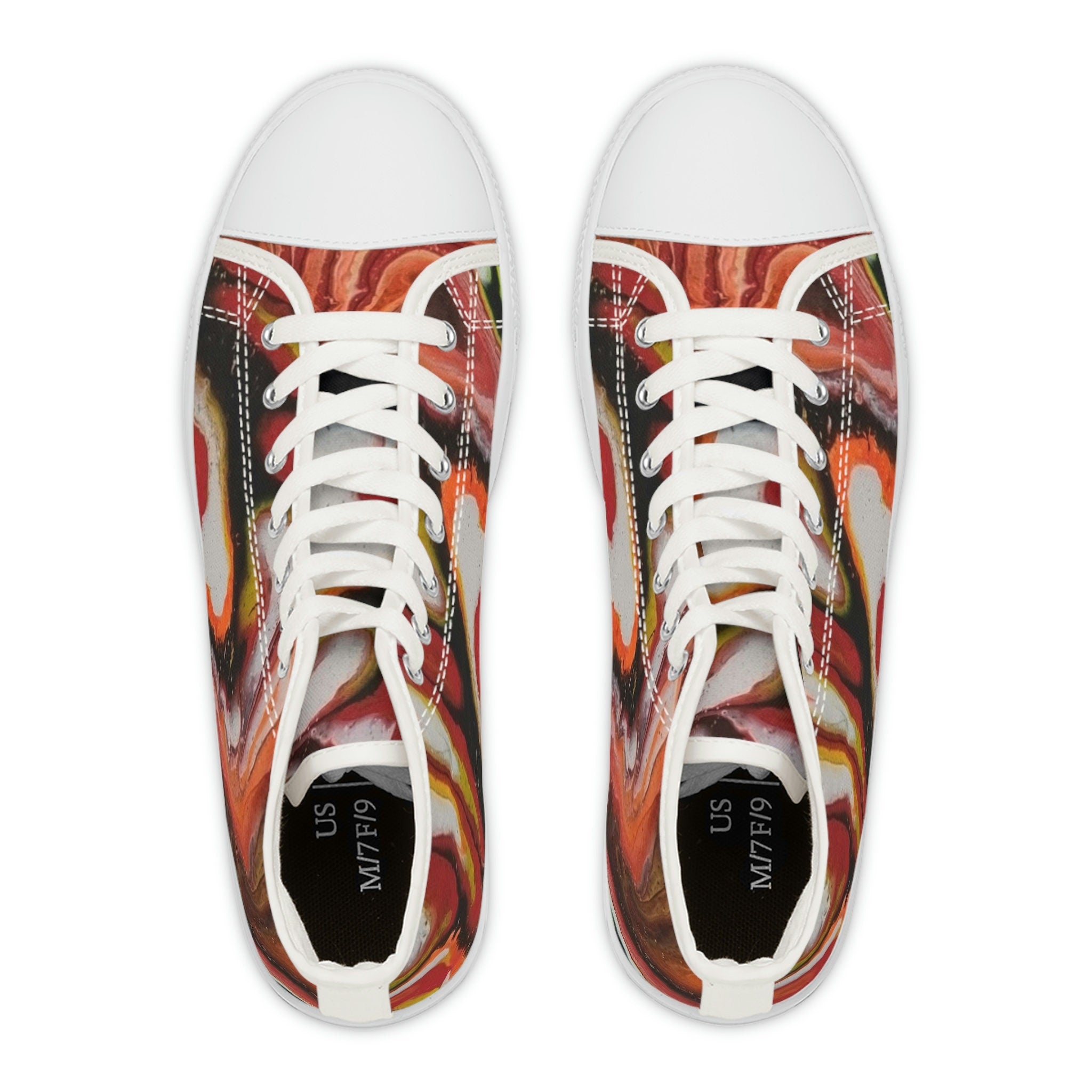 Firestorm High-Top Sneakers Red/ Black Unisex Abstract Swirl Artistic Statement Shoes