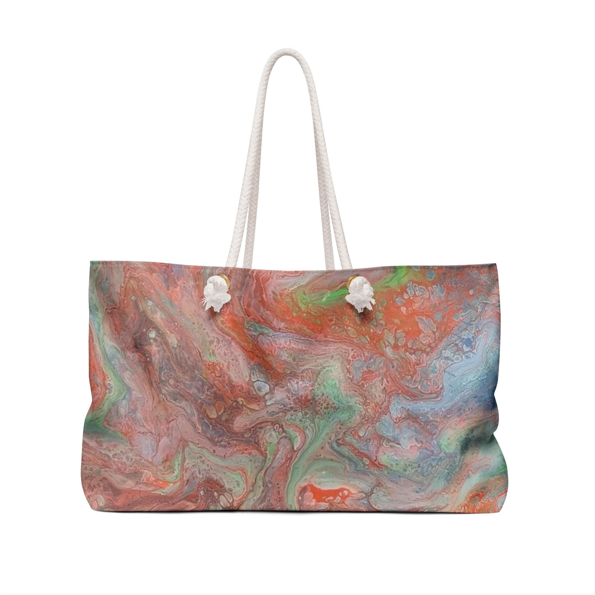 Abstract Marble Swirl Weekender Bag | Fluid Art Beach Travel Tote