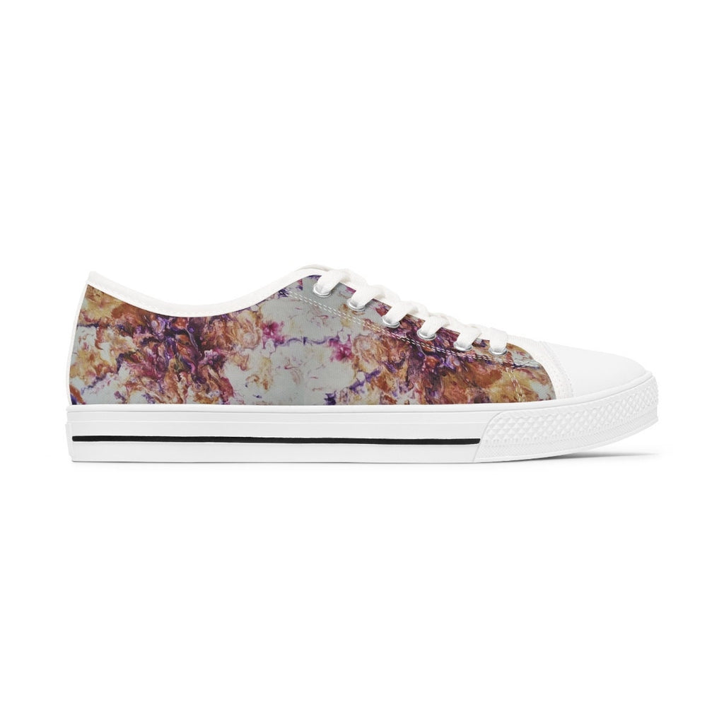 Mystic Swirl Women’s Canvas Sneakers – Abstract Marble Low Tops for Artistic Style & Comfort