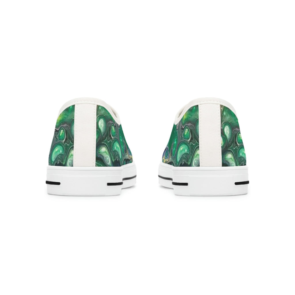 Waveform Low-Top Sneakers – Abstract Ripple Design on Eco Canvas with White Sole