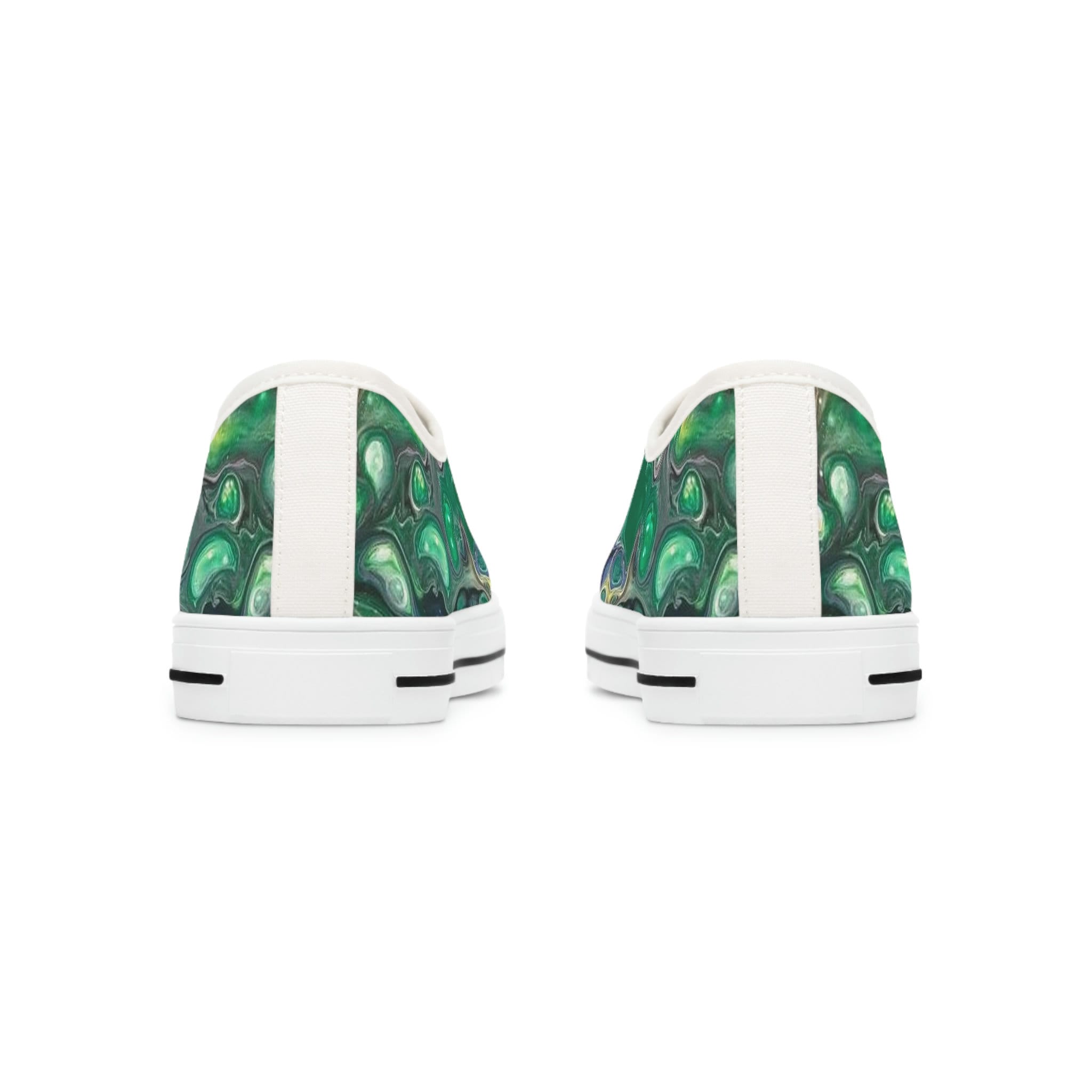 Waveform Low-Top Sneakers – Abstract Ripple Design on Eco Canvas with White Sole