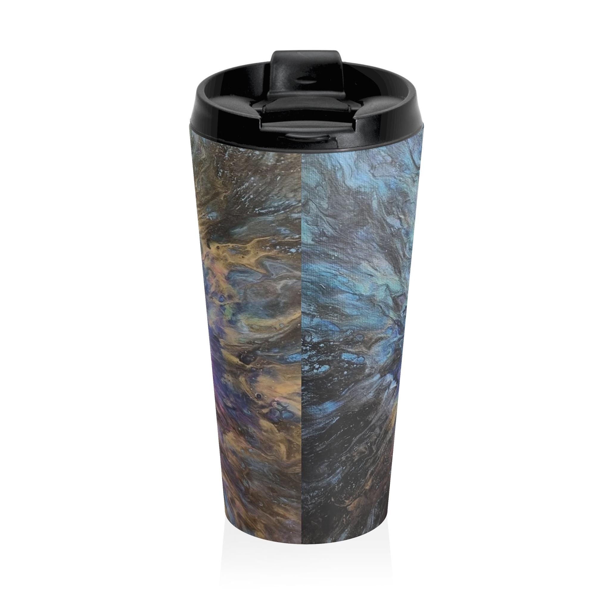 Abstract Blue Nebula Stainless Steel Travel Mug | Galaxy Swirl Tumbler