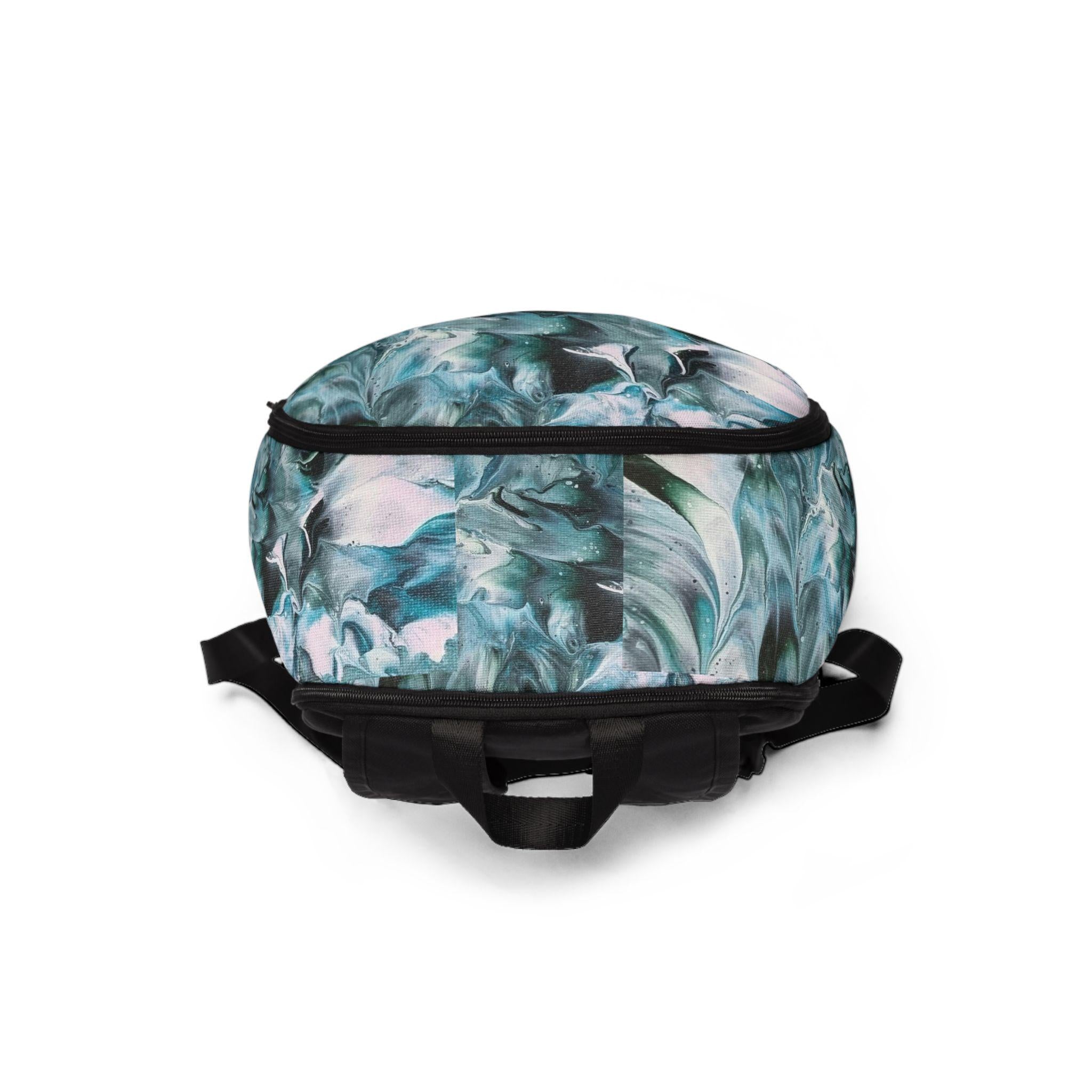Teal Marble Watercolor Backpack | Abstract Swirl Pattern