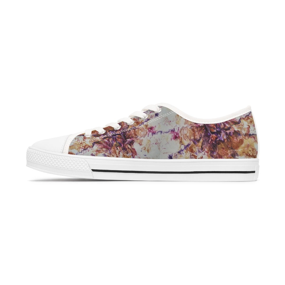 Mystic Swirl Women’s Canvas Sneakers – Abstract Marble Low Tops for Artistic Style & Comfort