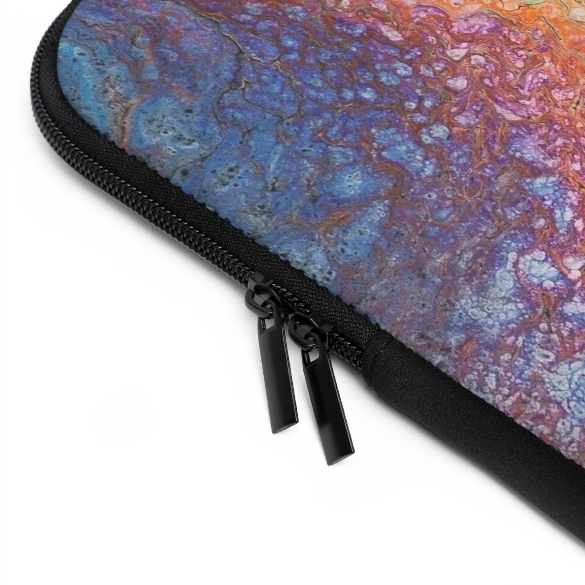 Laptop Sleeve: Burnt Orange, Blue, Purple Marbled Canvas