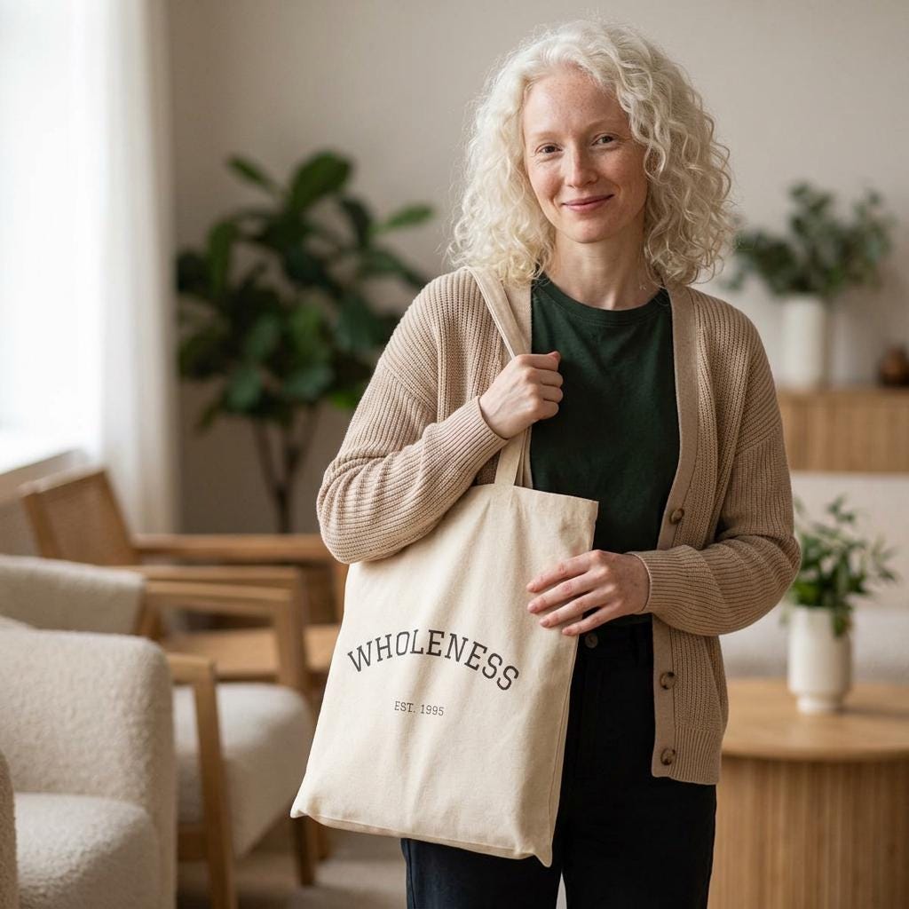 Wholeness text canvas tote bag | Cotton Tote, Minimal Typography