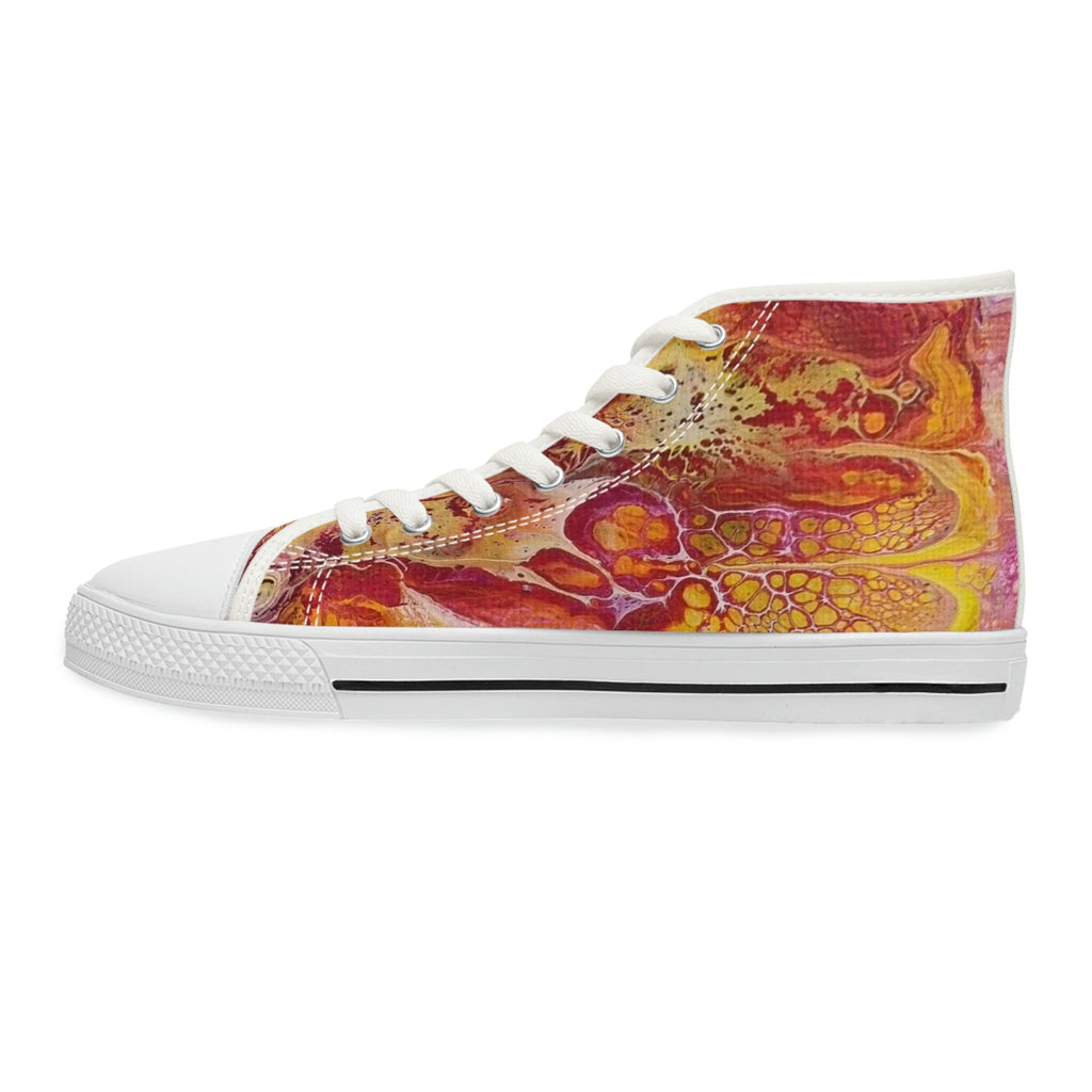 Sunset Swirl High Top Sneakers – Unisex Artistic Canvas Shoes with Memory Foam