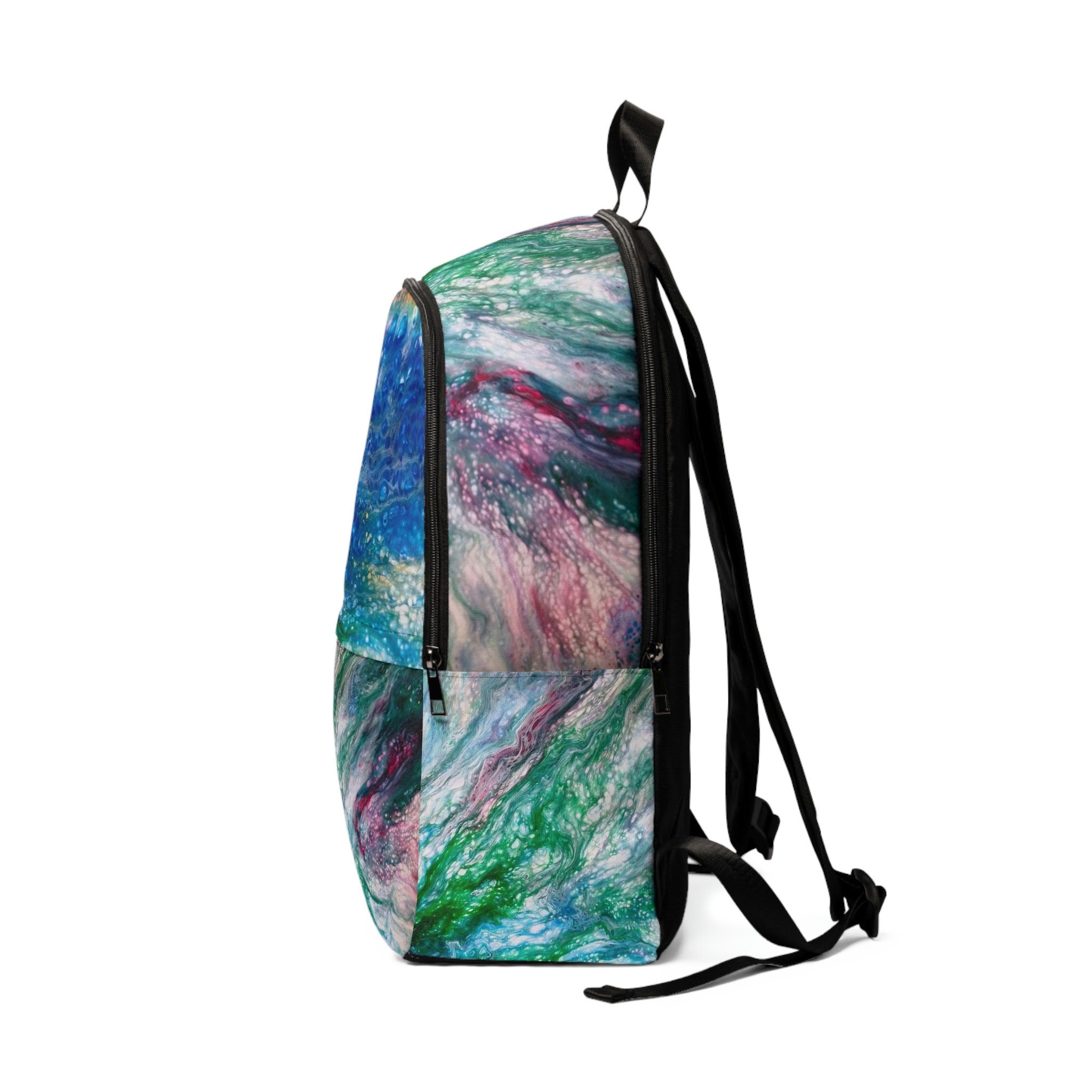 Abstract Backpack – Blue, Green, Pink & White Swirl – Artistic School or Travel Bag