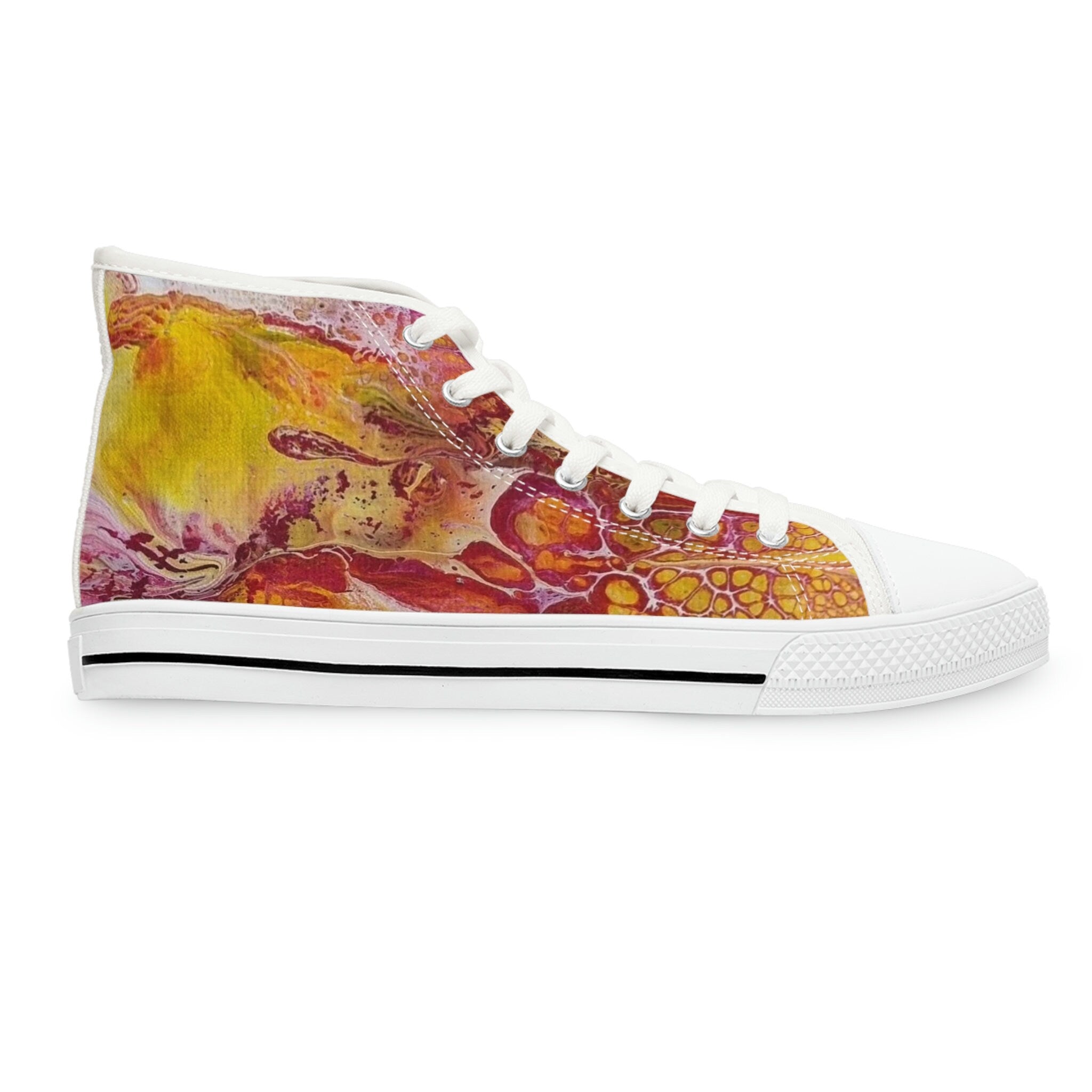 Sunset Swirl High Top Sneakers – Unisex Artistic Canvas Shoes with Memory Foam