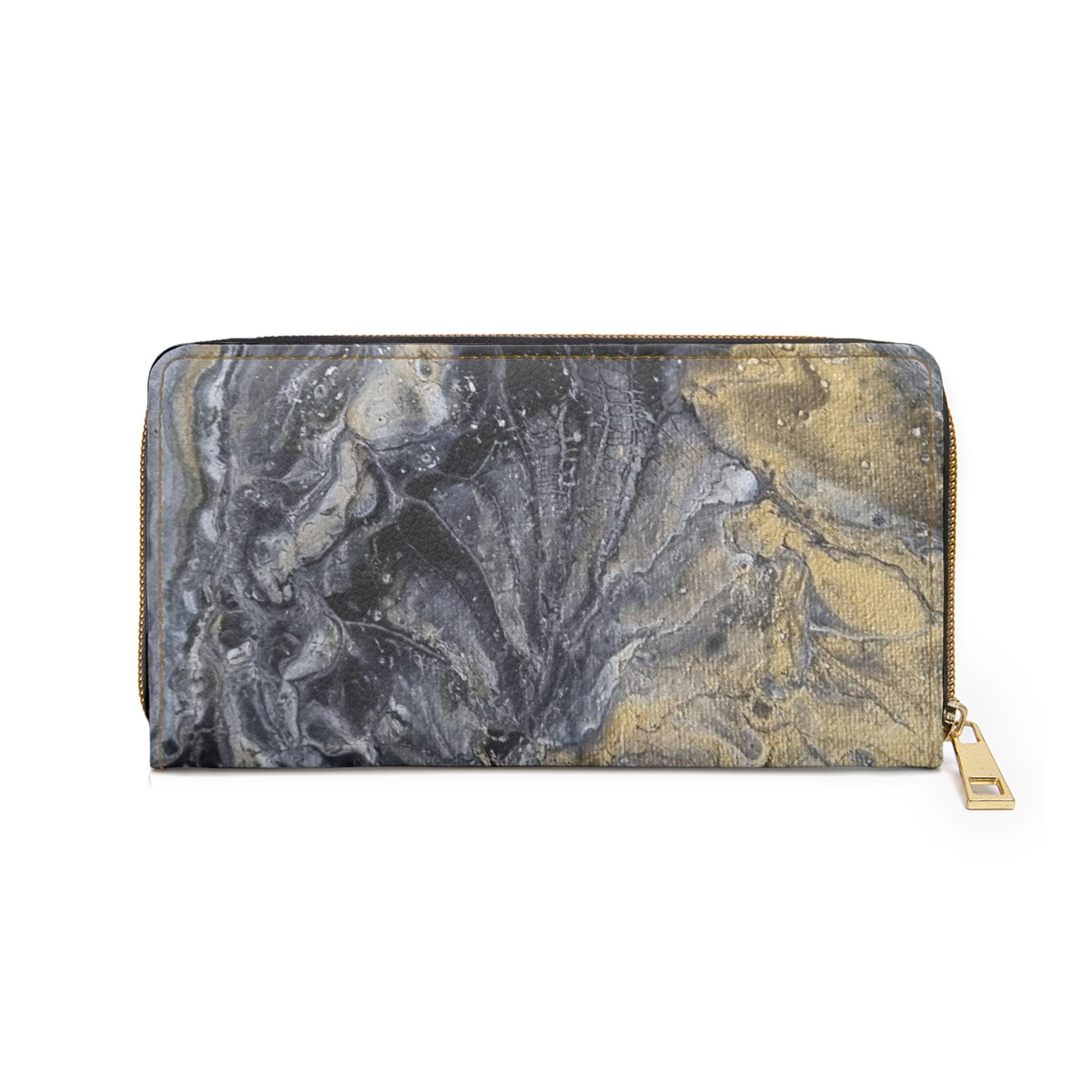 Gold and Black Zipper Wallet