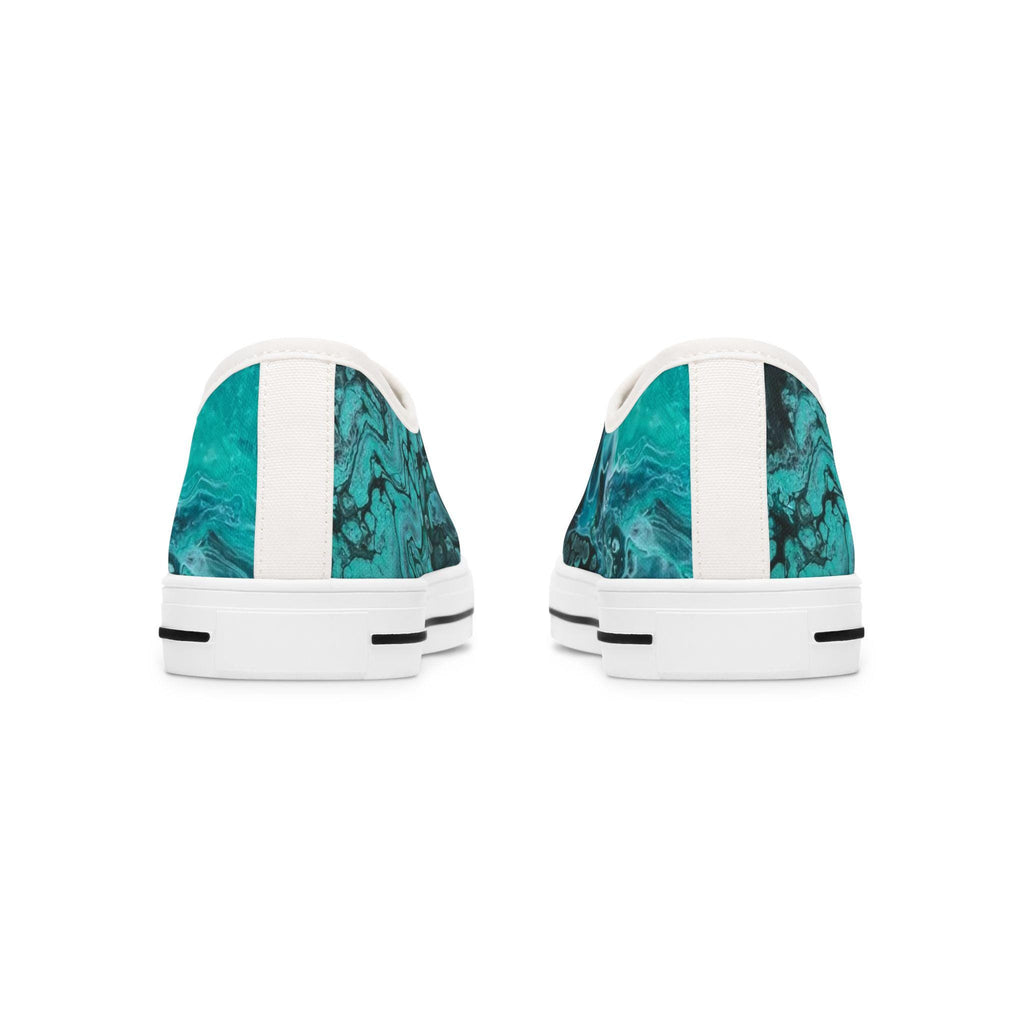 Emerald Ink Low Top Sneakers – Unisex Artistic Green Canvas Shoes with Memory Foam