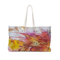 Sunset Swirl Tote – Marbled Weekender Bag with White Rope Handles – Gift for Art Lovers