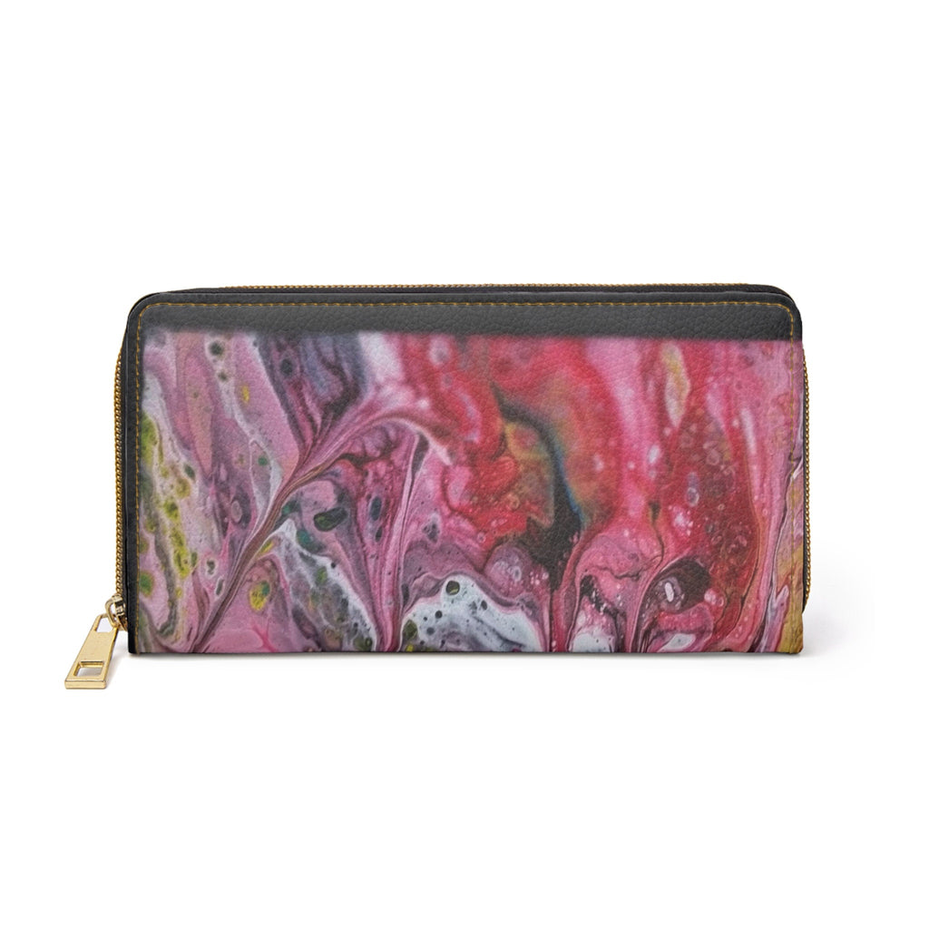 Paint Pulse Zipper Wallet – Abstract Marbled Art Clutch with Gold Zipper