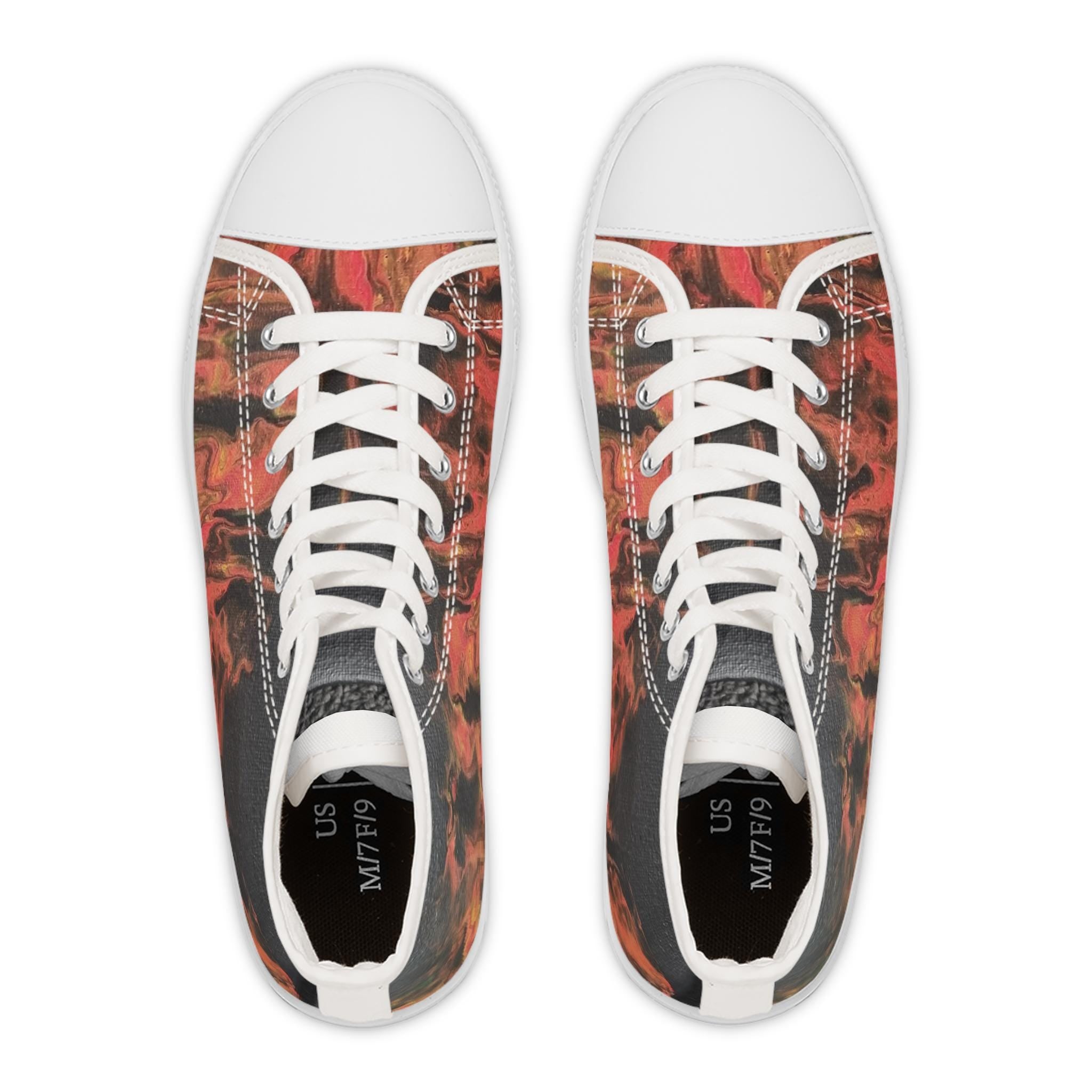 Street Style Flame Unisex Sneakers – High-Top Canvas Shoes – Hot Print for Bold Souls