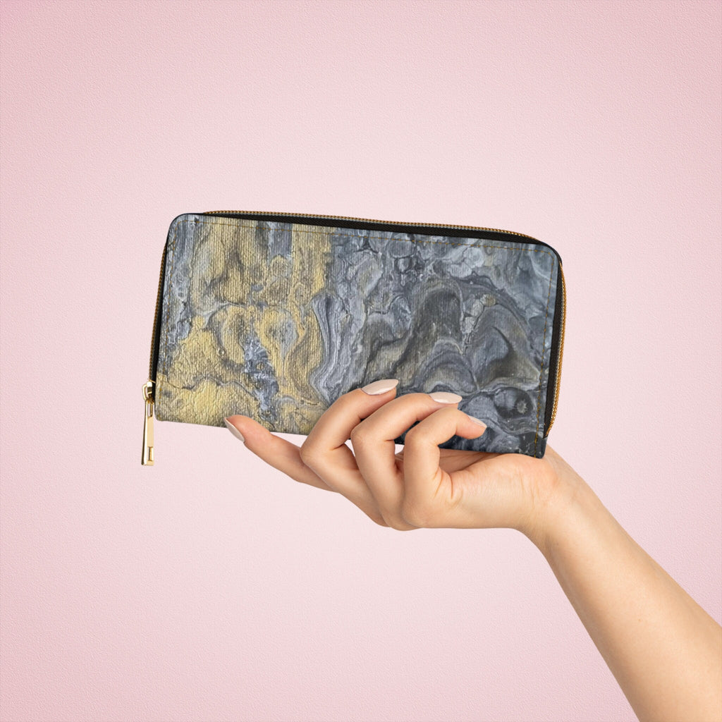 Gold and Black Zipper Wallet