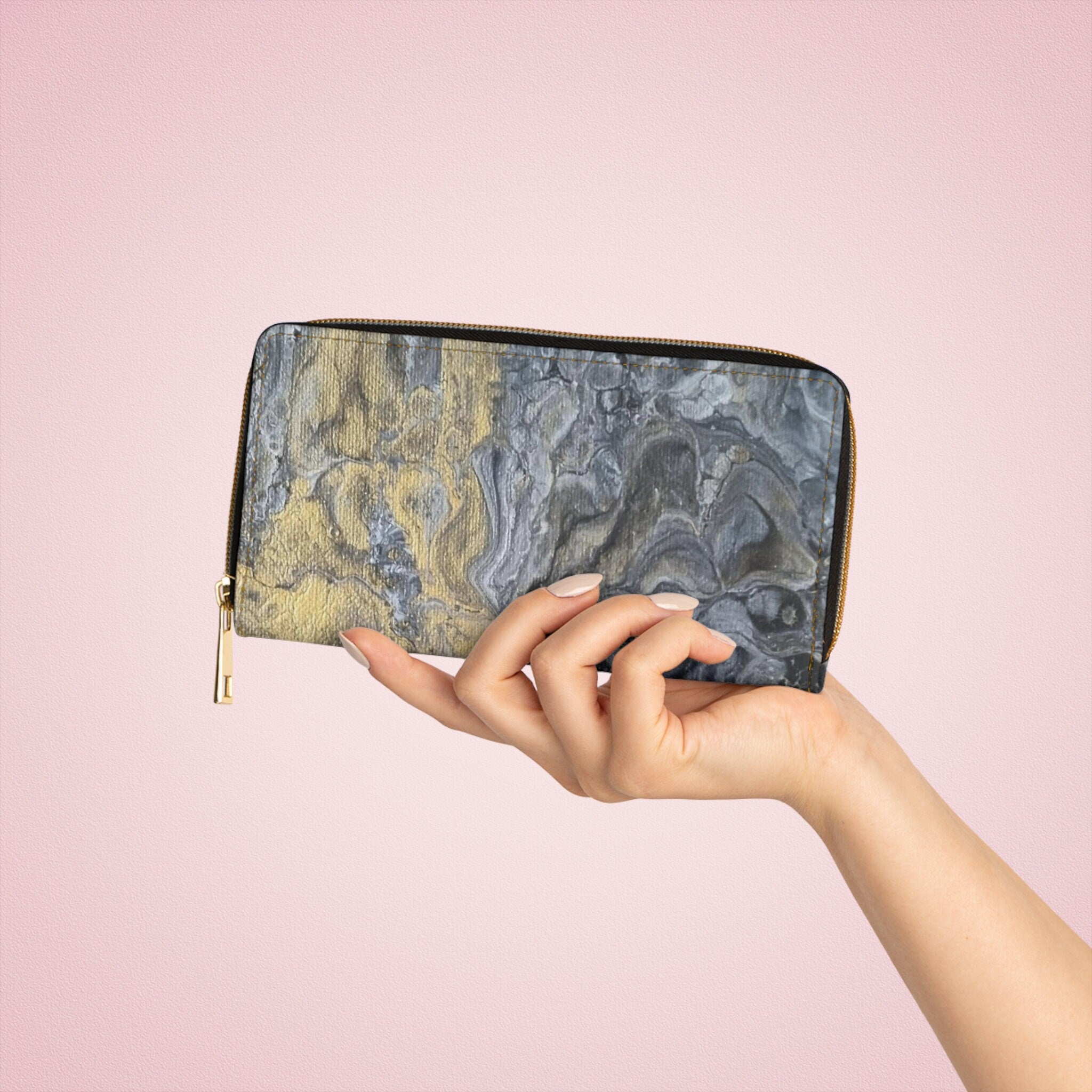 Gold and Black Zipper Wallet