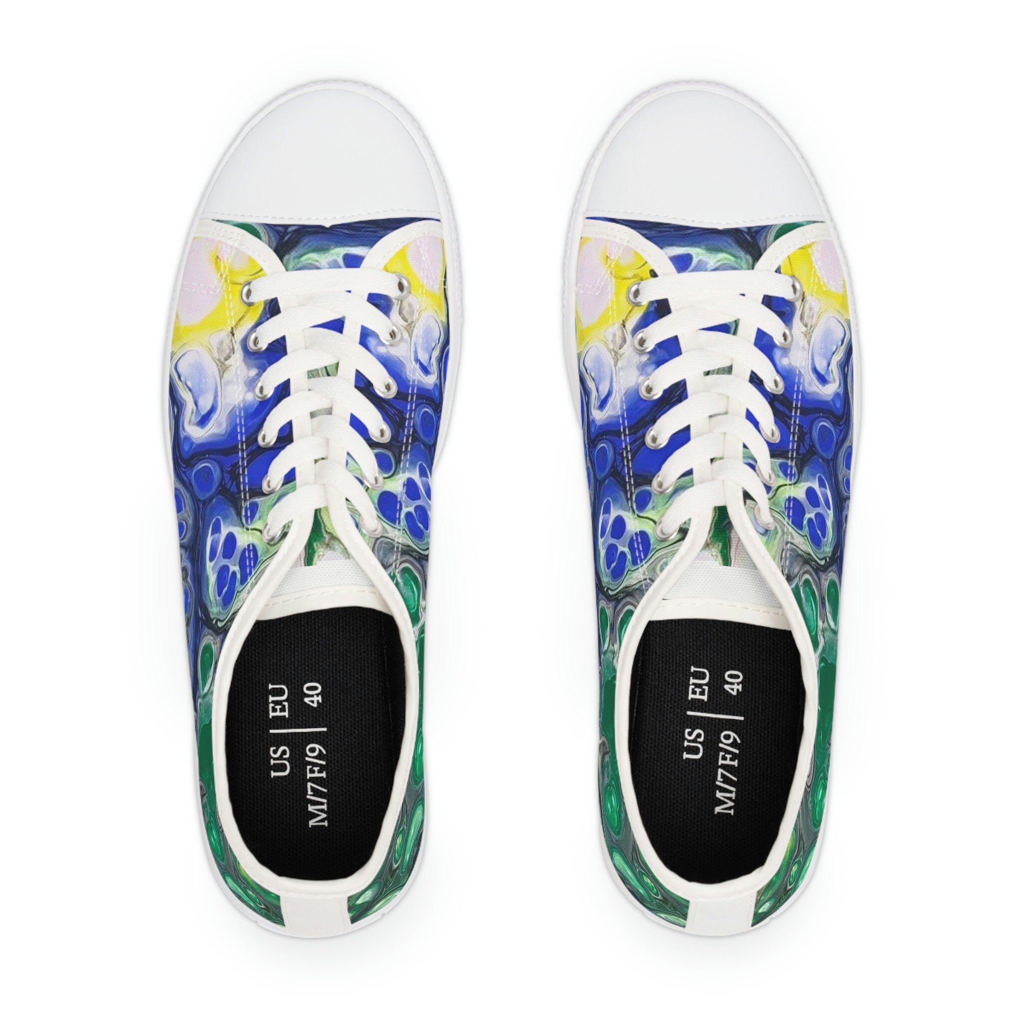 Waveform Low-Top Sneakers – Abstract Ripple Design on Eco Canvas with White Sole