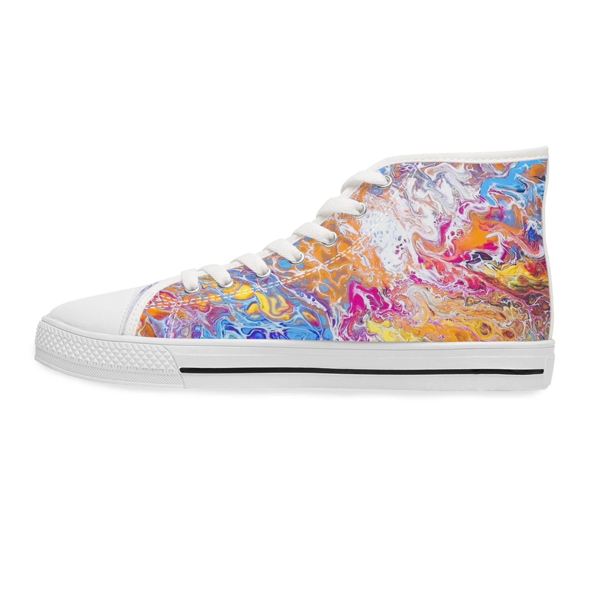 Colorful Streetwear High-Tops – Hand-Painted Look, Unisex Design