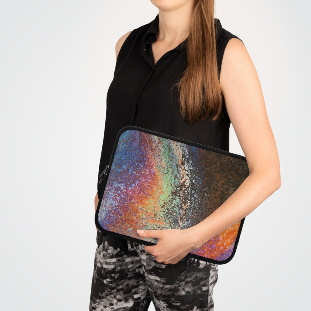 Laptop Sleeve: Burnt Orange, Blue, Purple Marbled Canvas