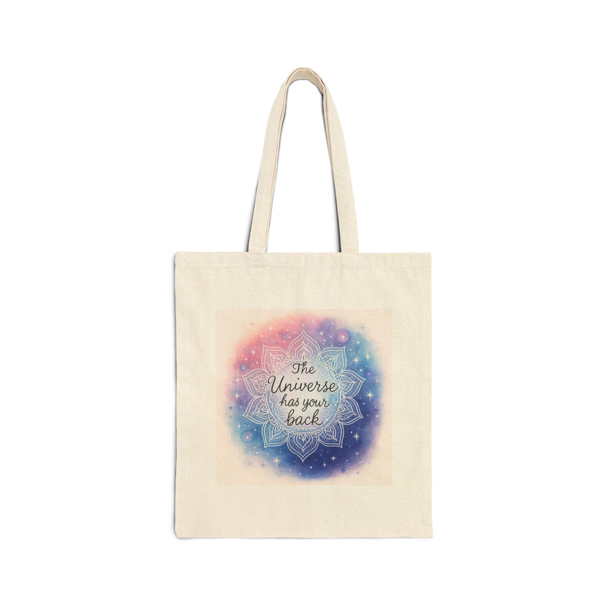 The Universe Has Your Back Tote Bag | Mandala Watercolor Galaxy Canvas