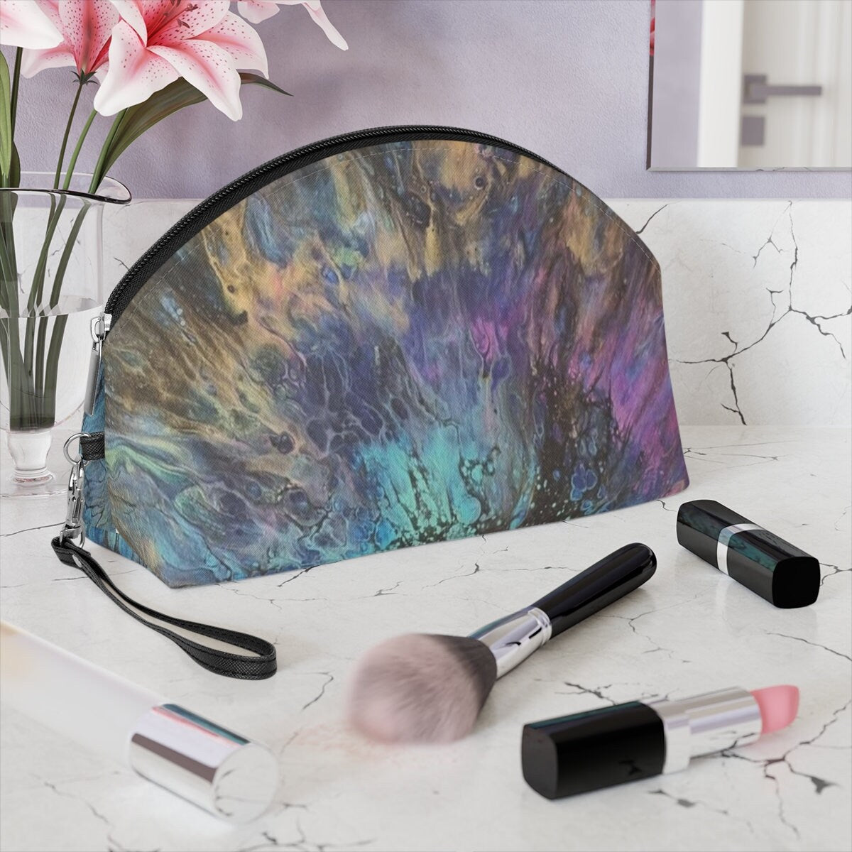 Cosmetic Bag – Abstract Canvas Beauty Case – Travel Organizer for Women
