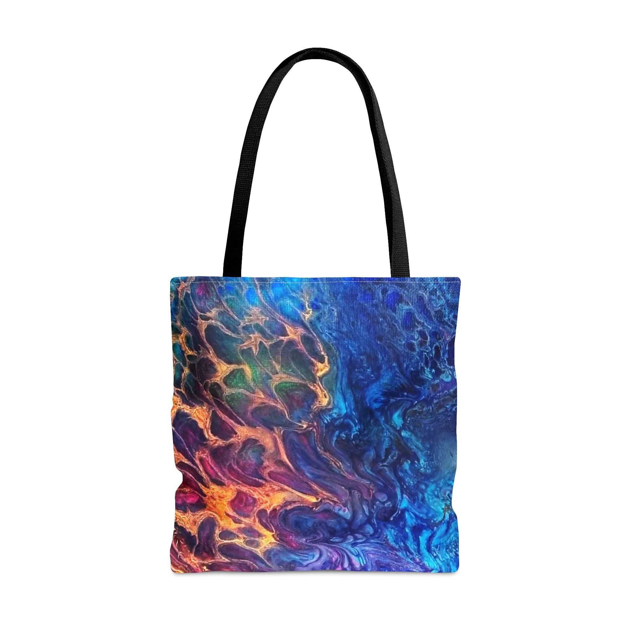 Flames Meet Water Tote Bag: Artistic Canvas Shopper