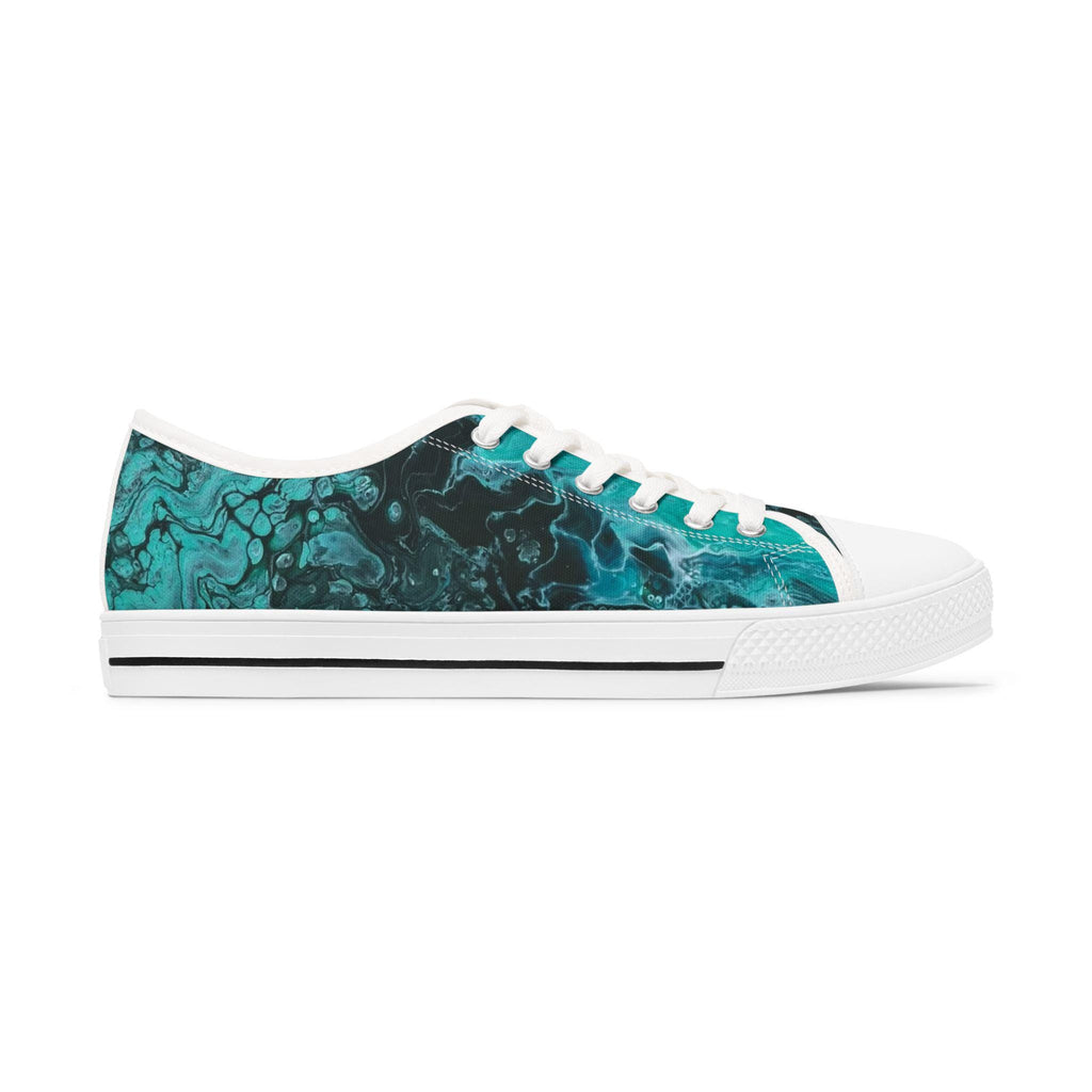 Emerald Ink Low Top Sneakers – Unisex Artistic Green Canvas Shoes with Memory Foam