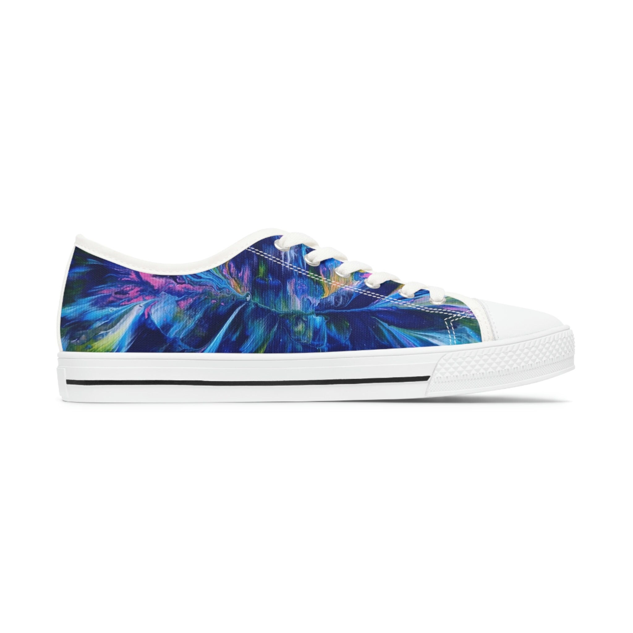Tide Bloom Low Top Sneakers – Unisex Sea Swirl Canvas Shoes with Memory Foam