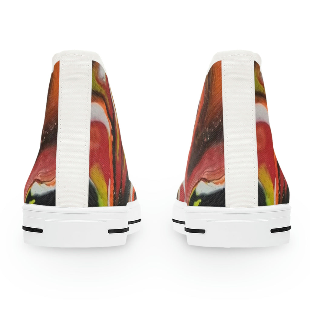Firestorm High-Top Sneakers Red/ Black Unisex Abstract Swirl Artistic Statement Shoes