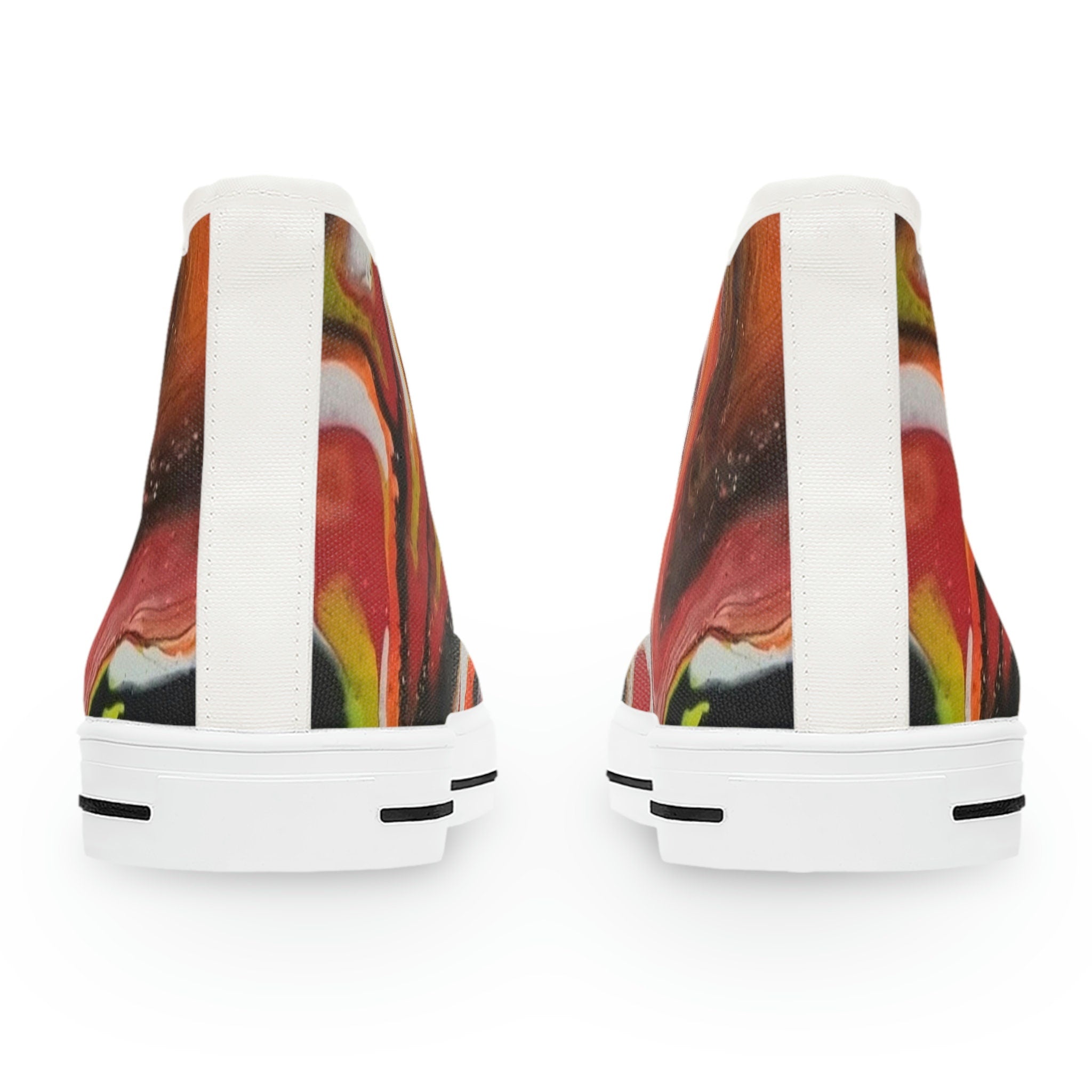 Firestorm High-Top Sneakers Red/ Black Unisex Abstract Swirl Artistic Statement Shoes