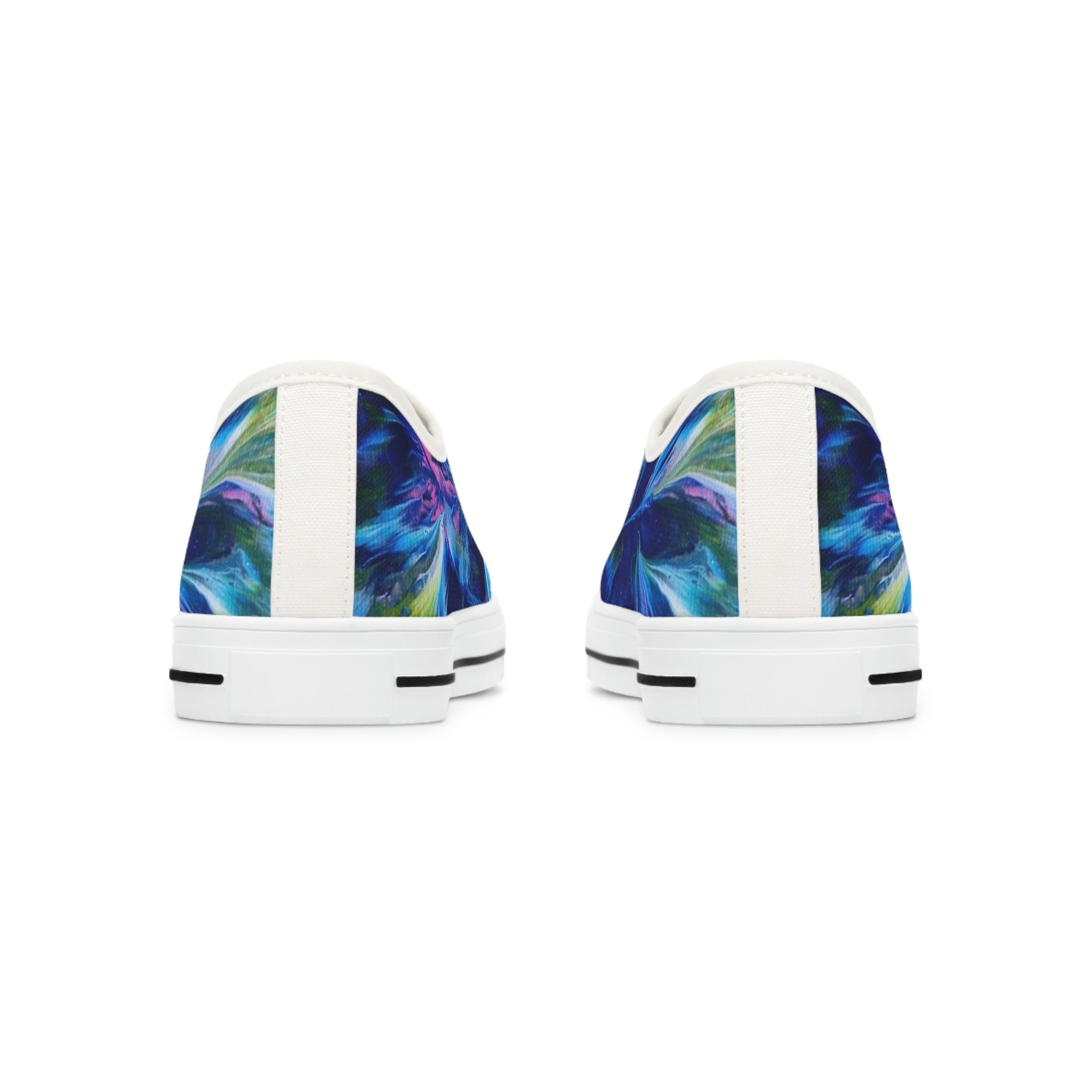 Tide Bloom Low Top Sneakers – Unisex Sea Swirl Canvas Shoes with Memory Foam
