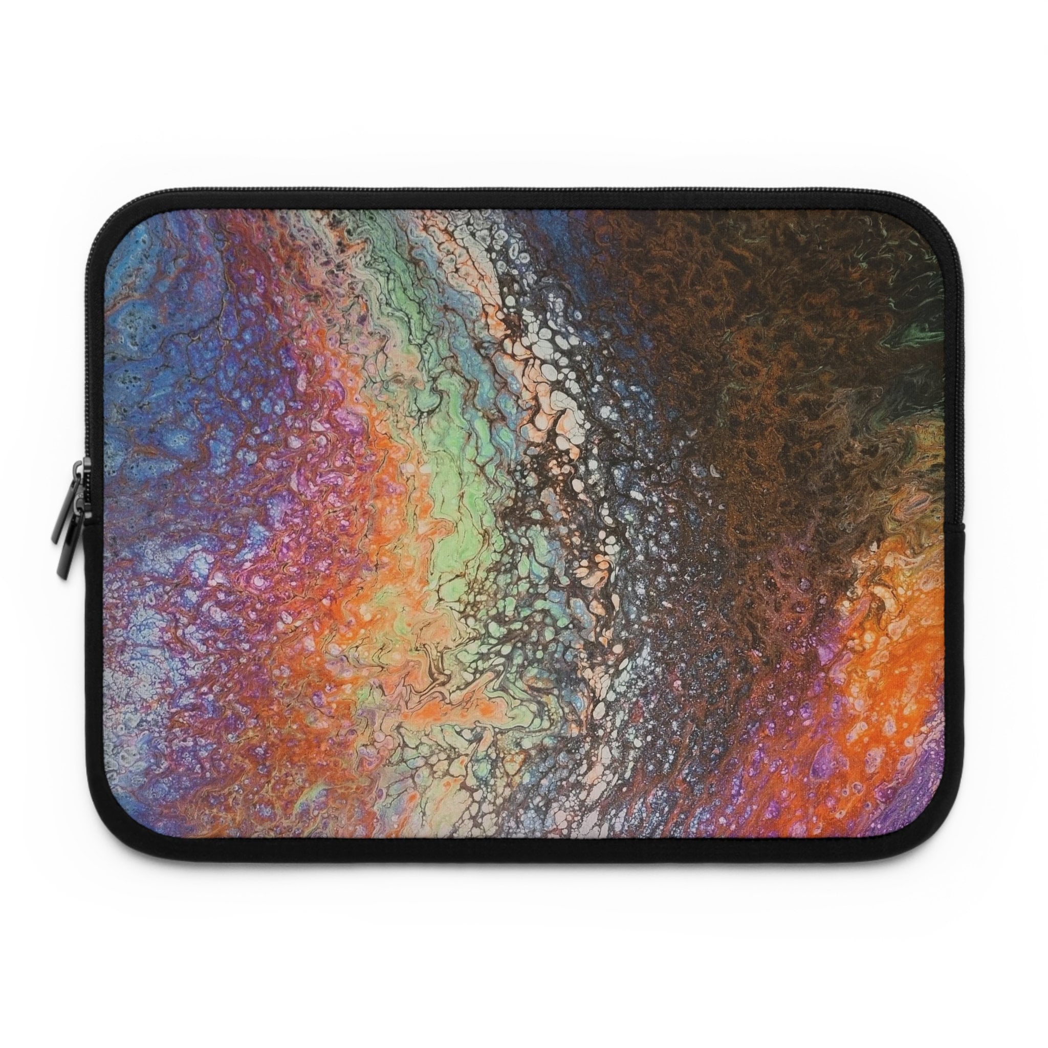 Laptop Sleeve: Burnt Orange, Blue, Purple Marbled Canvas
