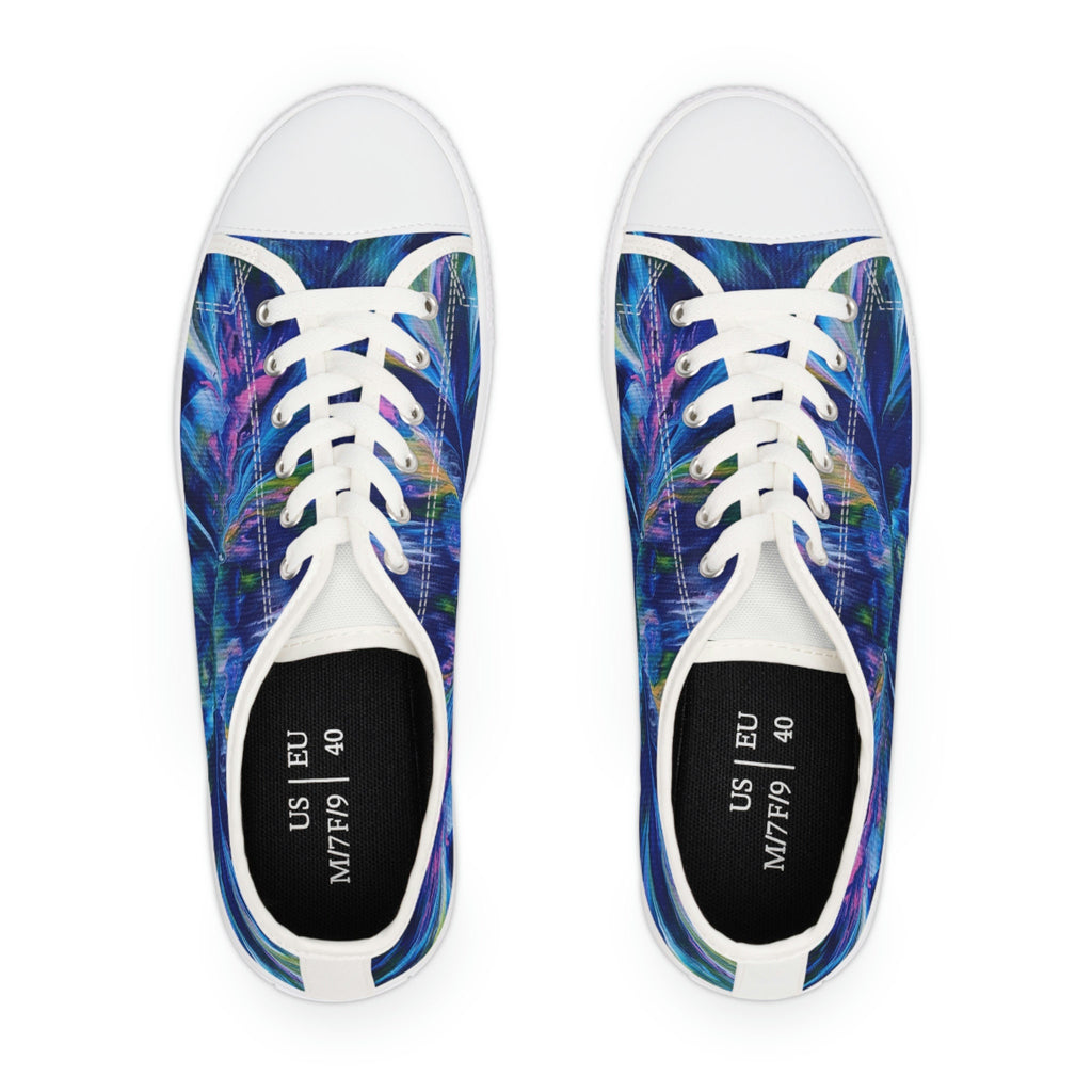 Tide Bloom Low Top Sneakers – Unisex Sea Swirl Canvas Shoes with Memory Foam