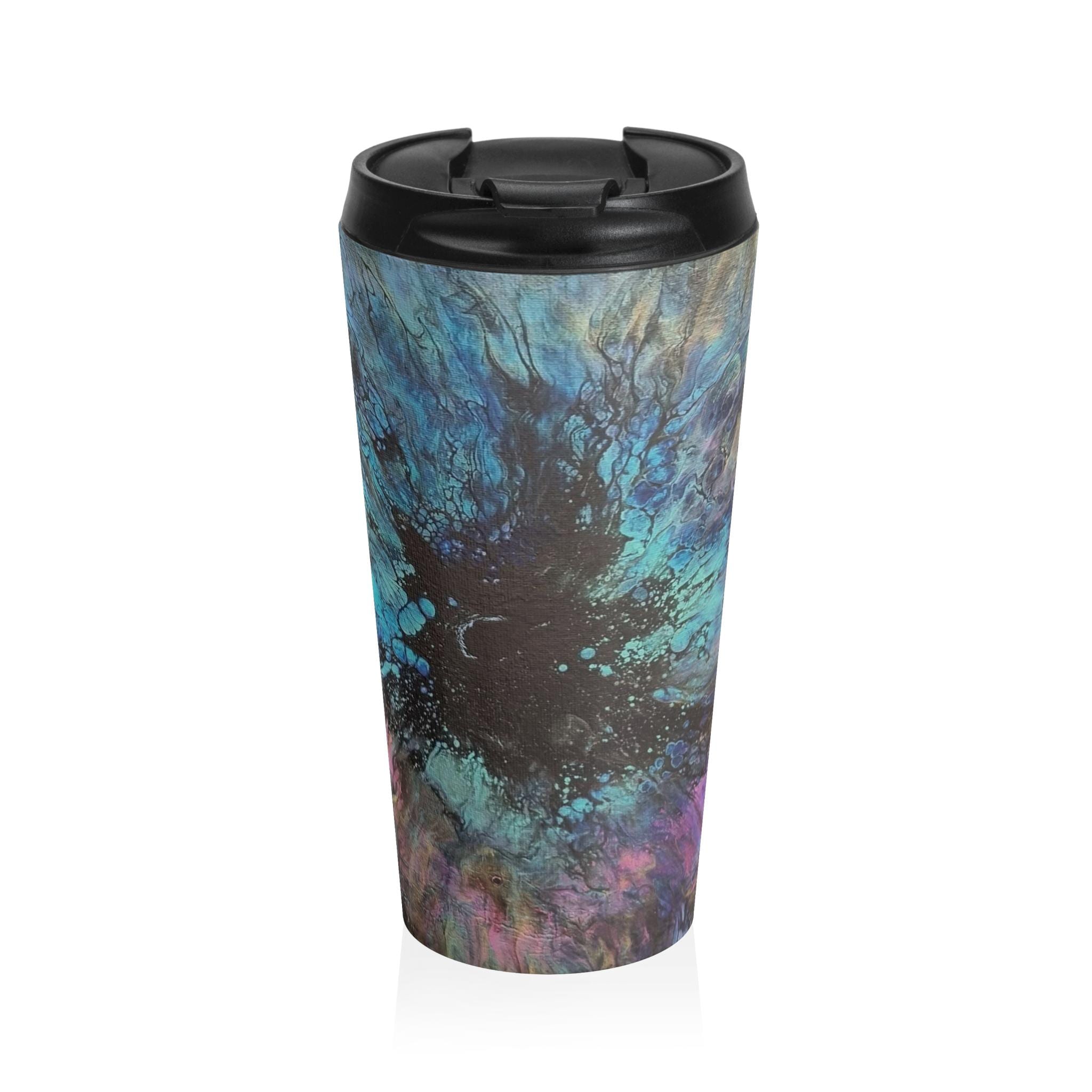 Abstract Blue Nebula Stainless Steel Travel Mug | Galaxy Swirl Tumbler