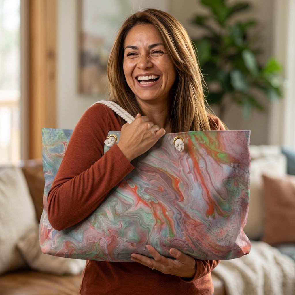 Abstract Marble Swirl Weekender Bag | Fluid Art Beach Travel Tote